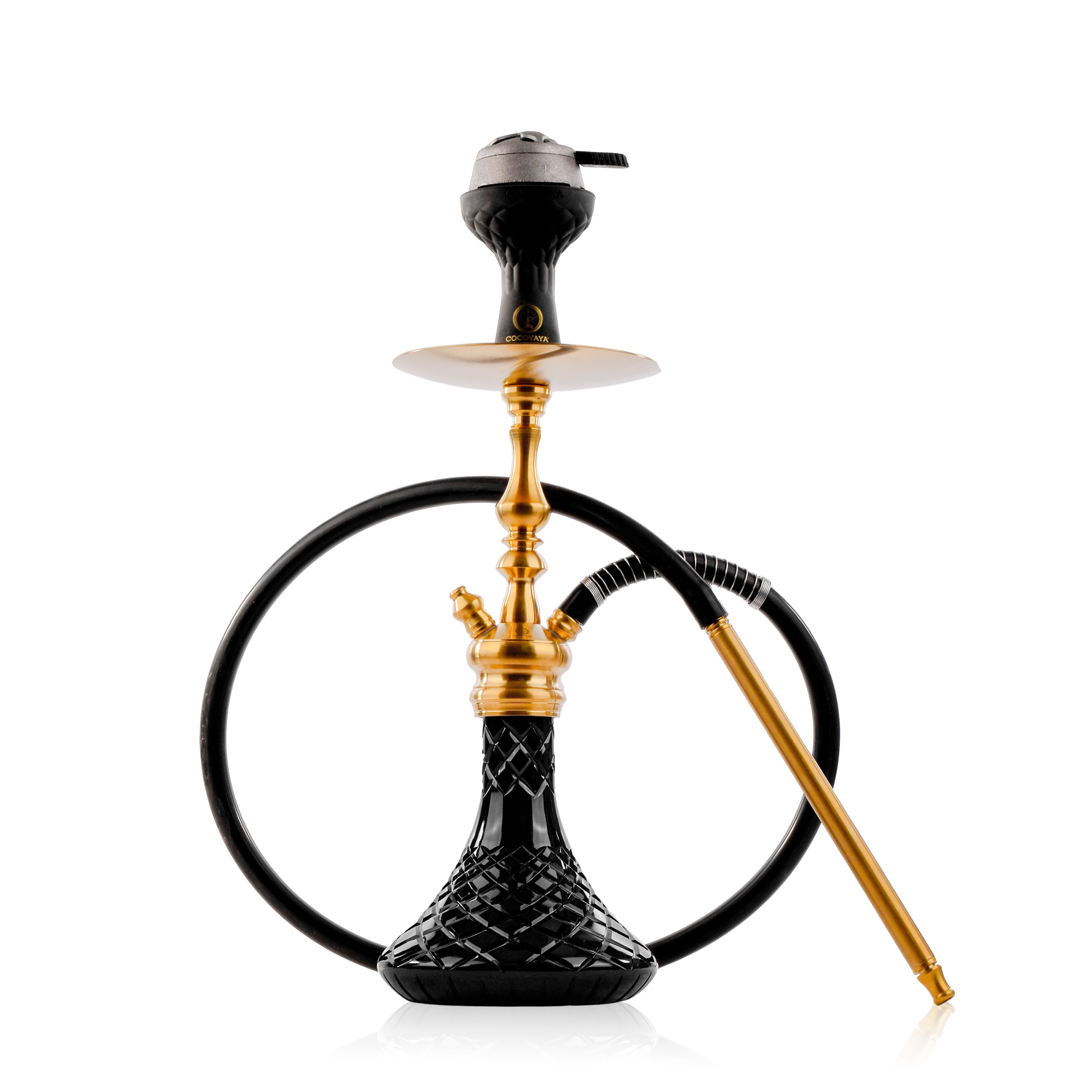 COCOYAYA Simba Hookah with Light Grey Bag - Gold Stem & Black Base