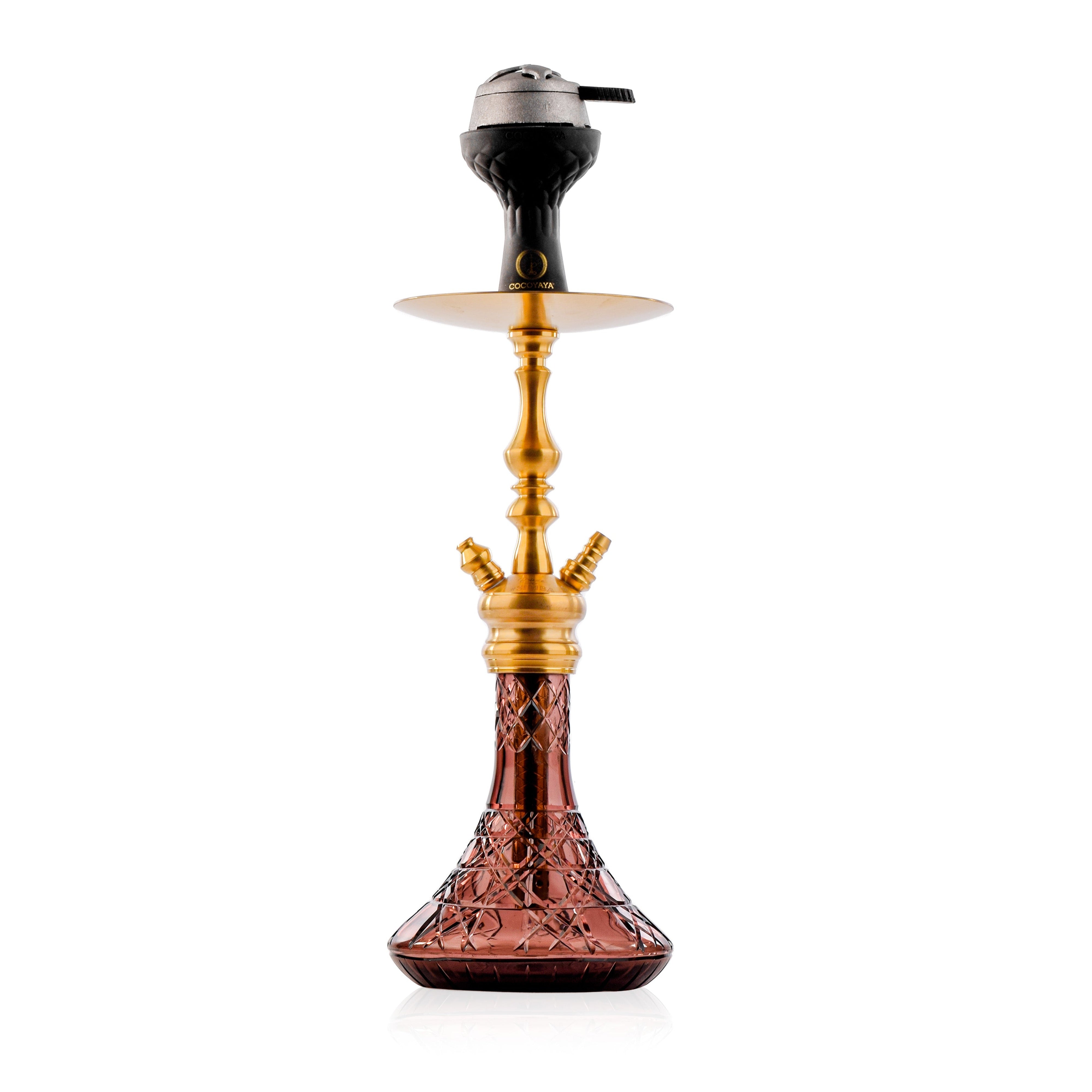 COCOYAYA Simba Hookah with Light Grey Bag - Gold Stem & Light Purple Base