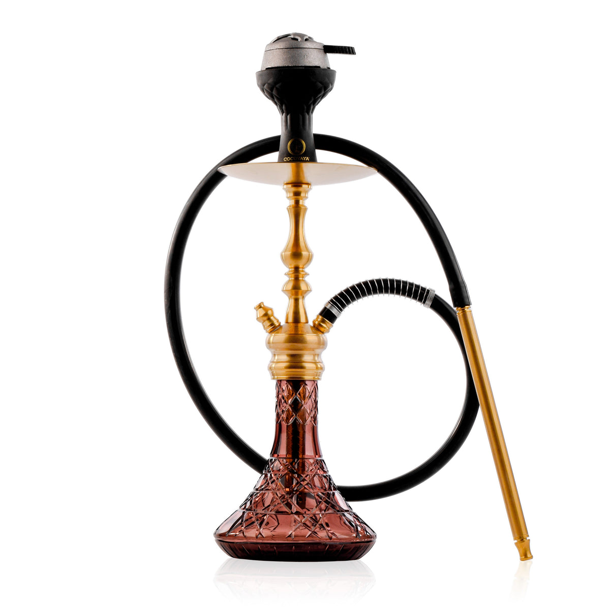 COCOYAYA Simba Hookah with Light Grey Bag - Gold Stem & Light Purple Base