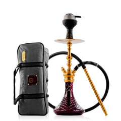 COCOYAYA Simba Hookah with Light Grey Bag - Gold Stem & Wine Base