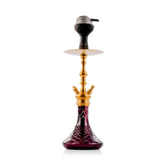 COCOYAYA Simba Hookah with Light Grey Bag - Gold Stem & Wine Base