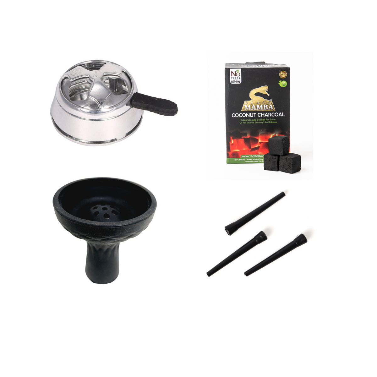 Silicone Bowl + HMD + 1kg Black Mamba Coconut Coal + Mouth Tip (50pcs)