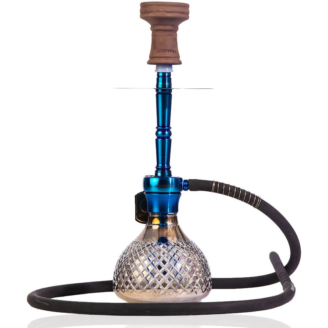 Cocoyaya Sumera Hookah (Conquer Series) - Blue (Cut Glass Base)