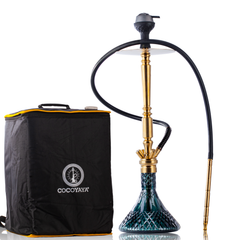COCOYAYA King Series Delta Hookah - Gold Stem & Emerald Green Base