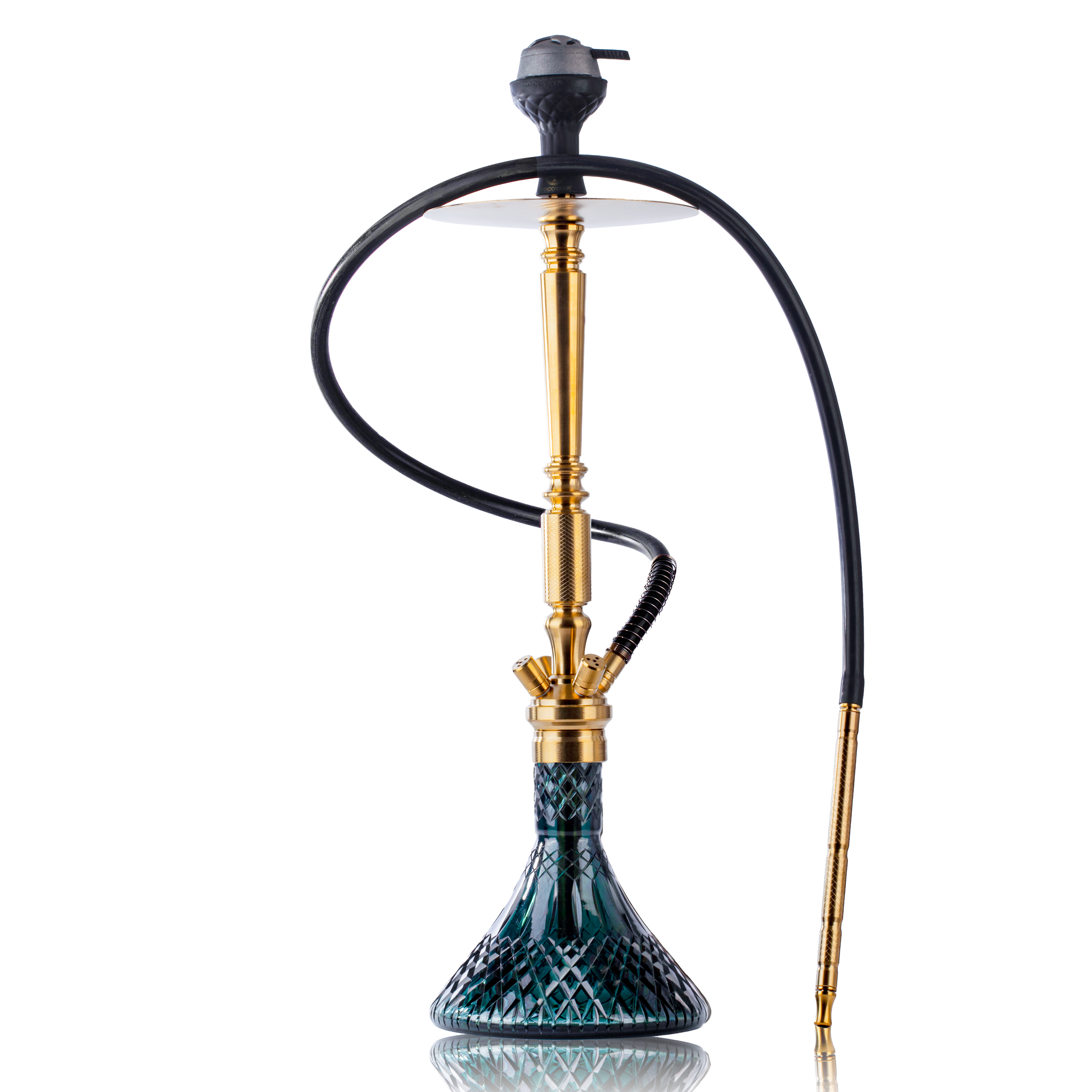 COCOYAYA King Series Delta Hookah - Gold Stem & Emerald Green Base
