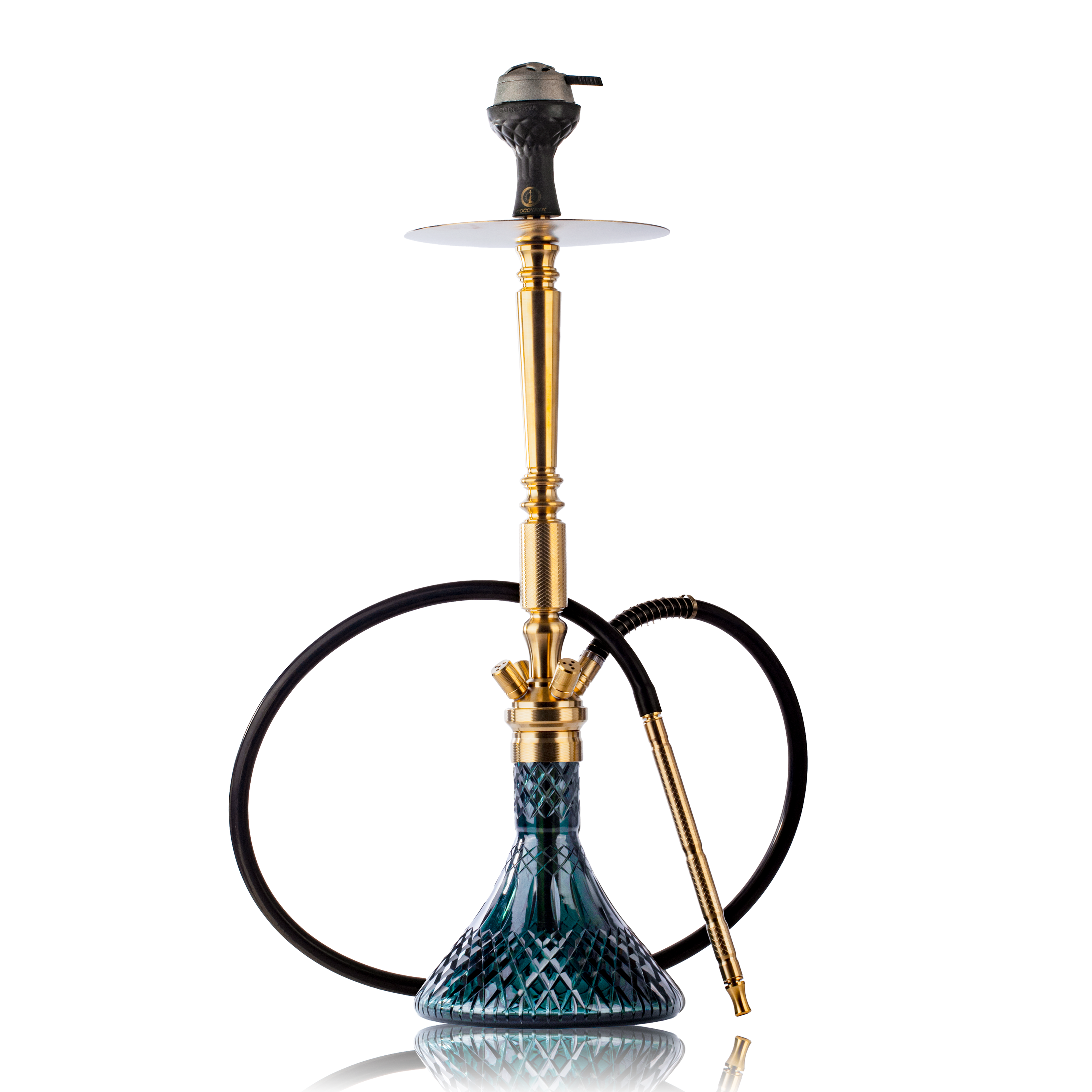 COCOYAYA King Series Delta Hookah - Gold Stem & Emerald Green Base