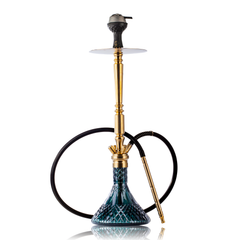 COCOYAYA King Series Delta Hookah - Gold Stem & Emerald Green Base