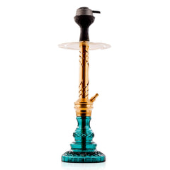 COCOYAYA Valeria Flame Hookah with Pink Bag - Gold Stem & Aqua Base