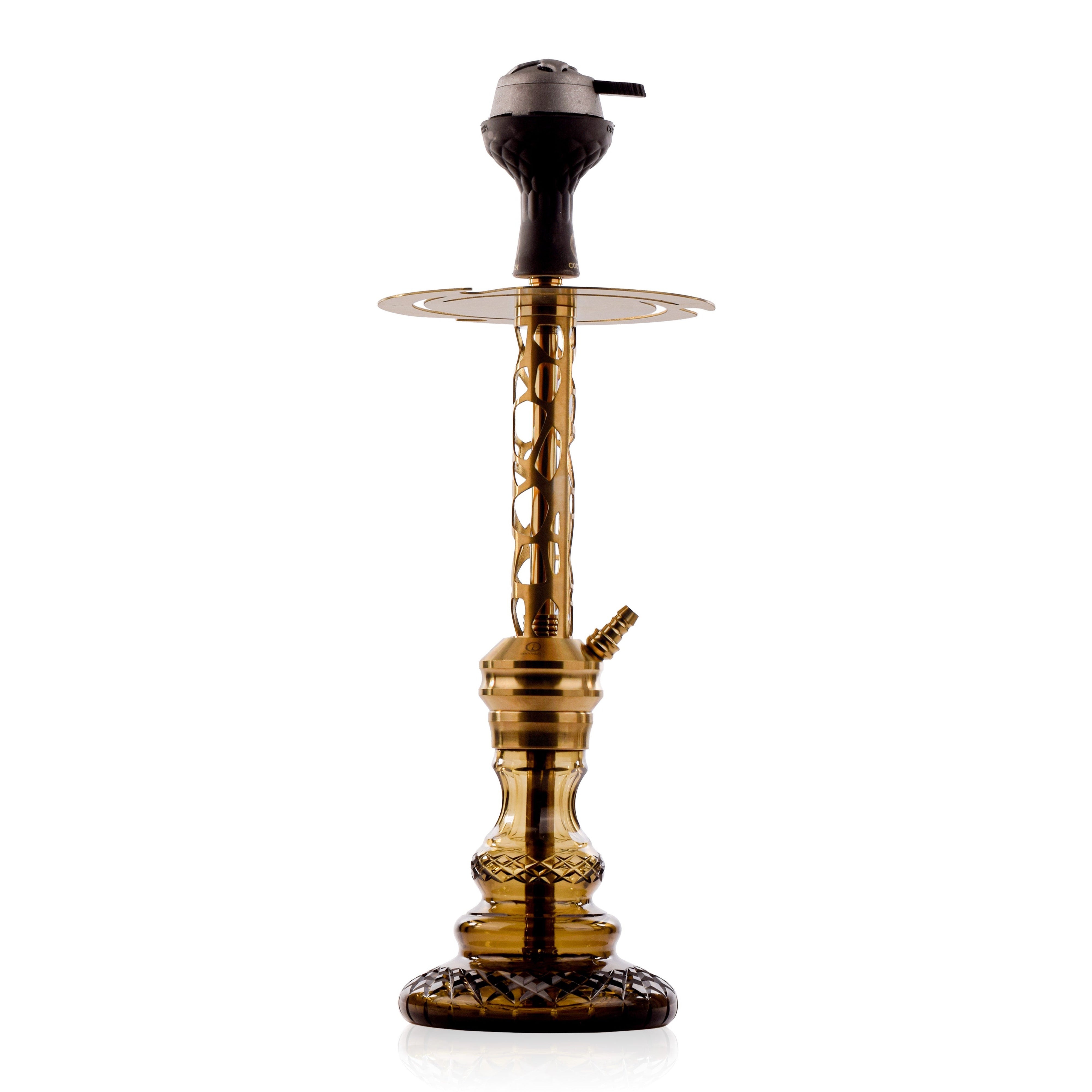 COCOYAYA Valeria Mesh Hookah with Green Bag - Gold Stem & Grey Base