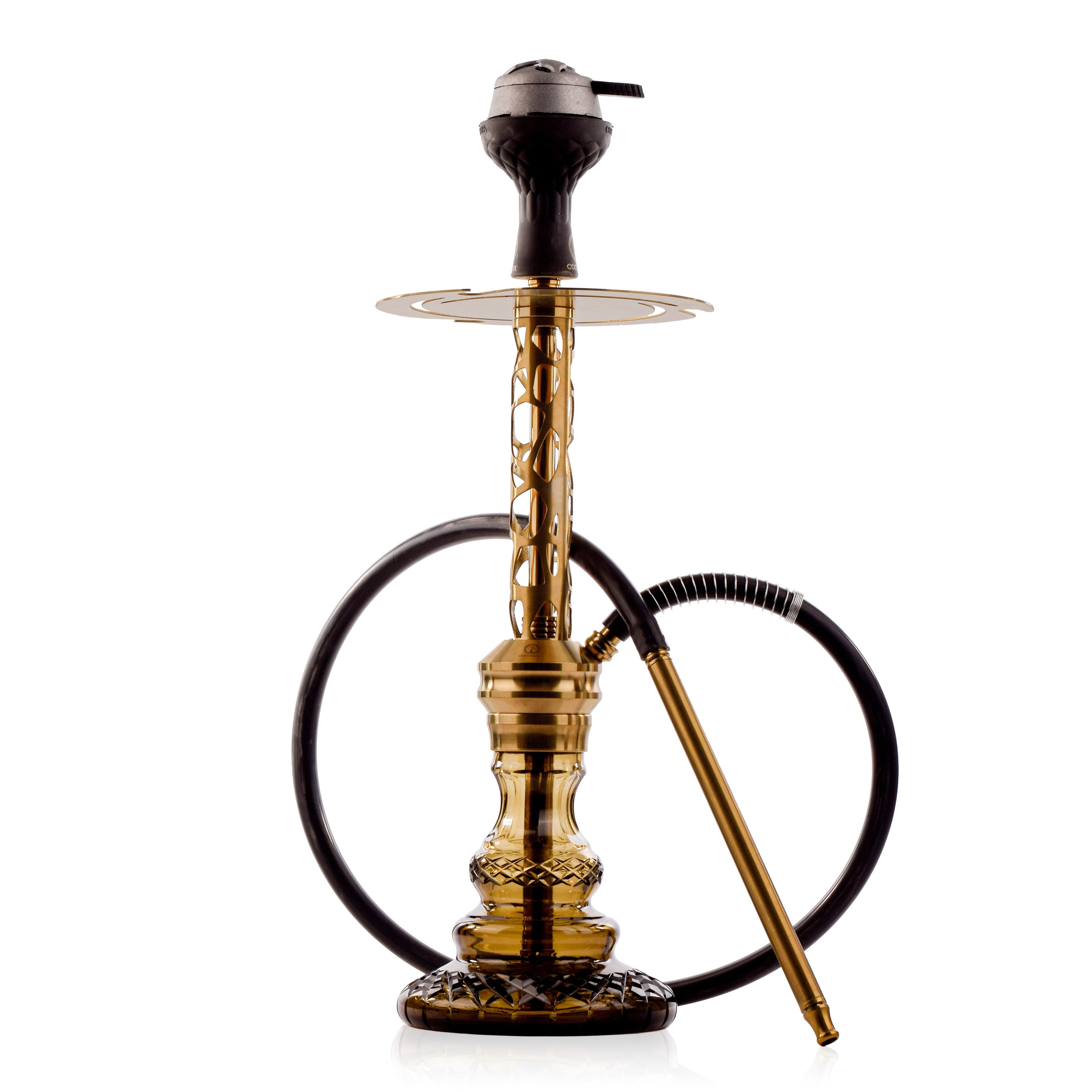 COCOYAYA Valeria Mesh Hookah with Green Bag - Gold Stem & Grey Base
