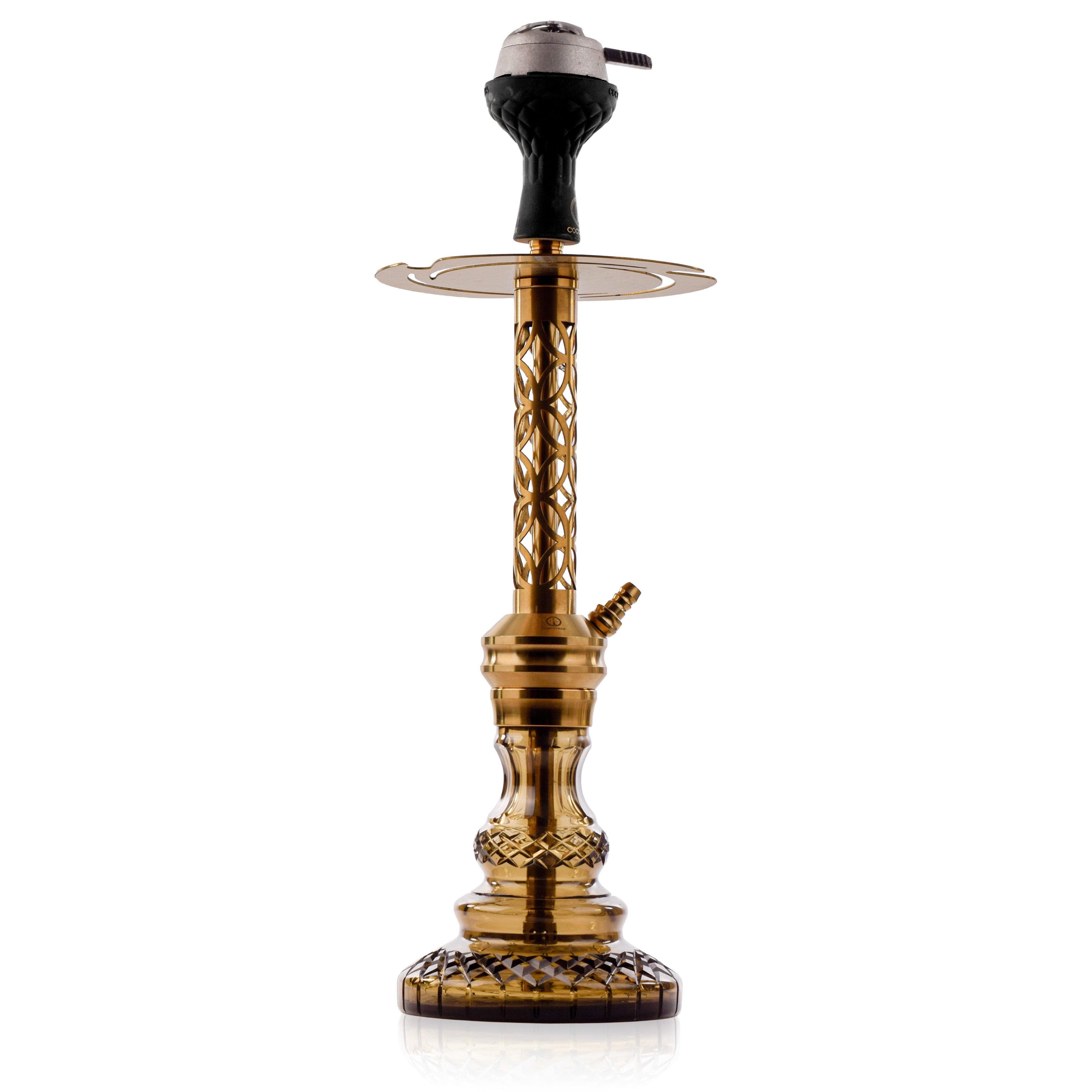 COCOYAYA Valeria Mughal Hookah with Black Bag - Gold Stem & Grey Base