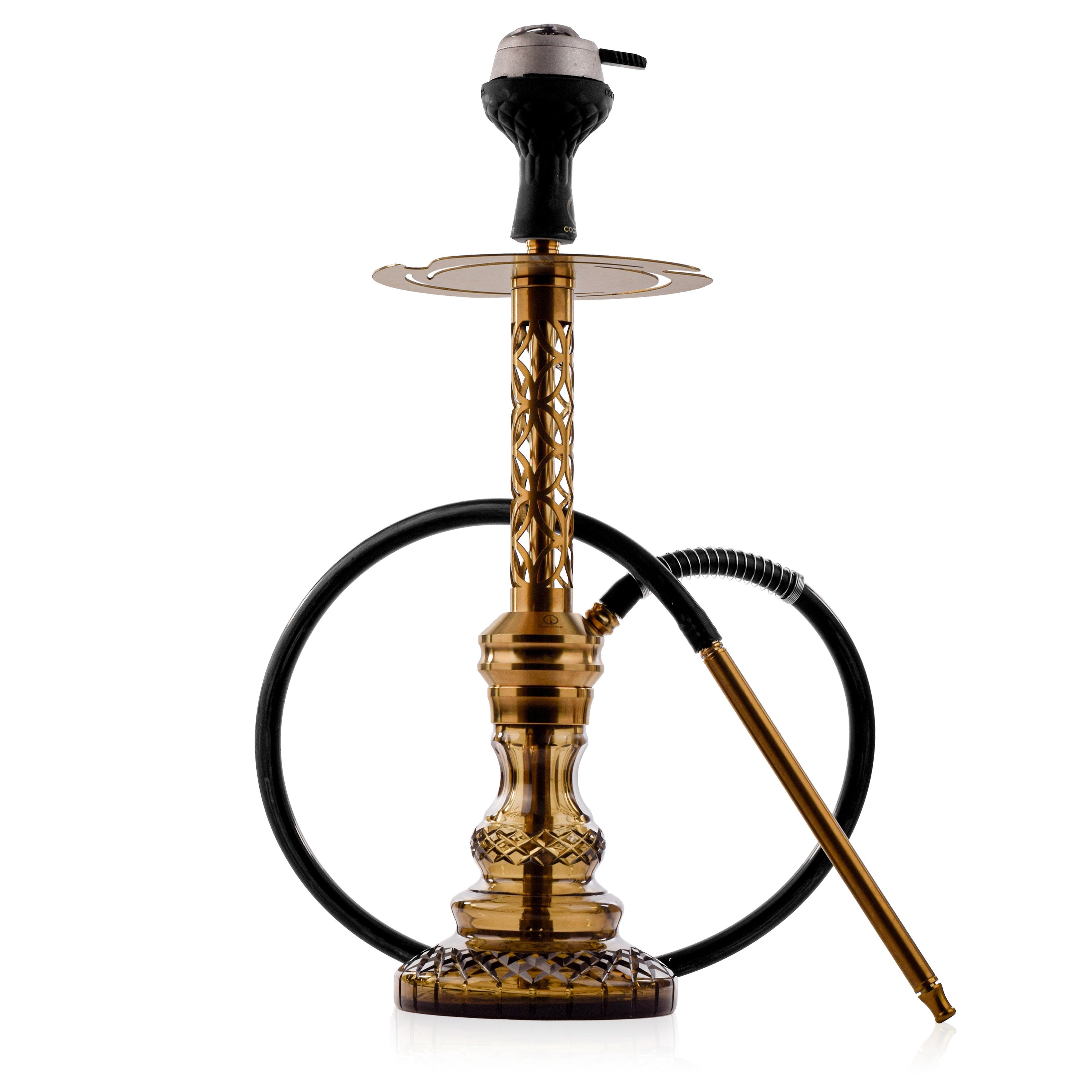 COCOYAYA Valeria Mughal Hookah with Black Bag - Gold Stem & Grey Base