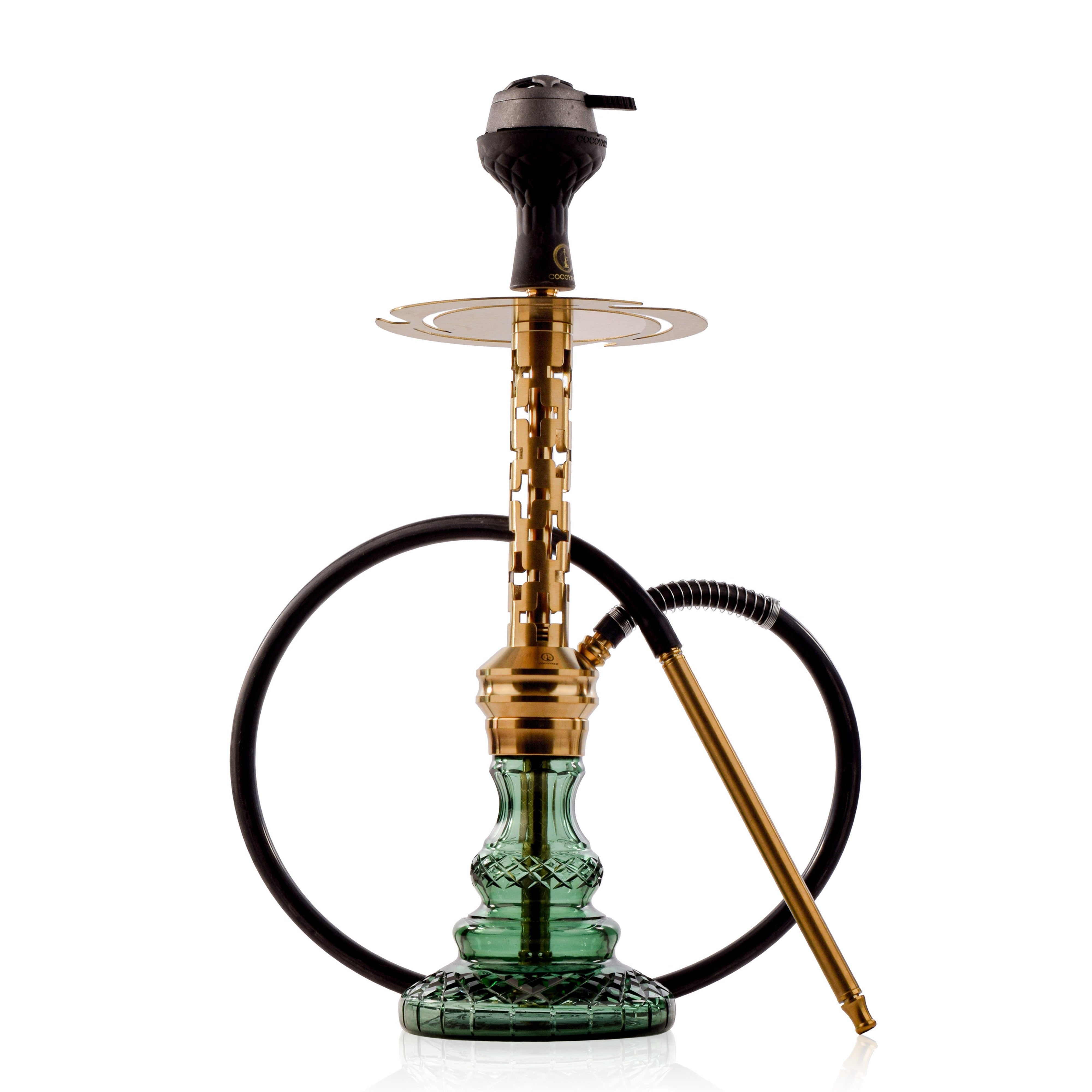 COCOYAYA Valeria Plus Hookah with Camel Bag - Gold Stem & Sea Green Base