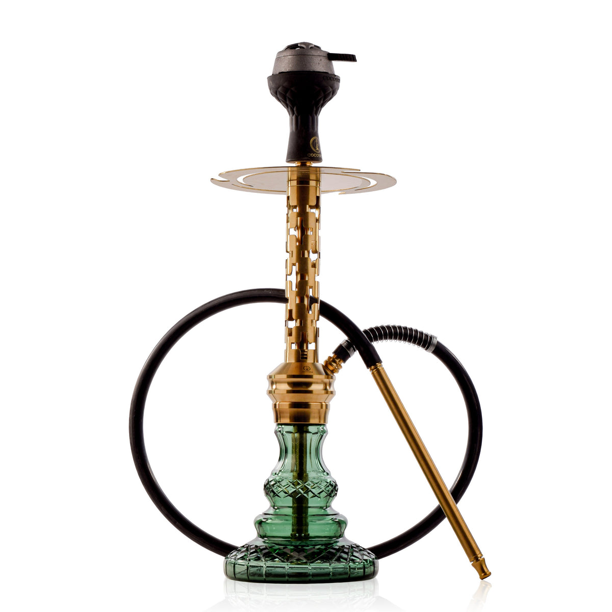COCOYAYA Valeria Plus Hookah with Camel Bag - Gold Stem & Sea Green Base