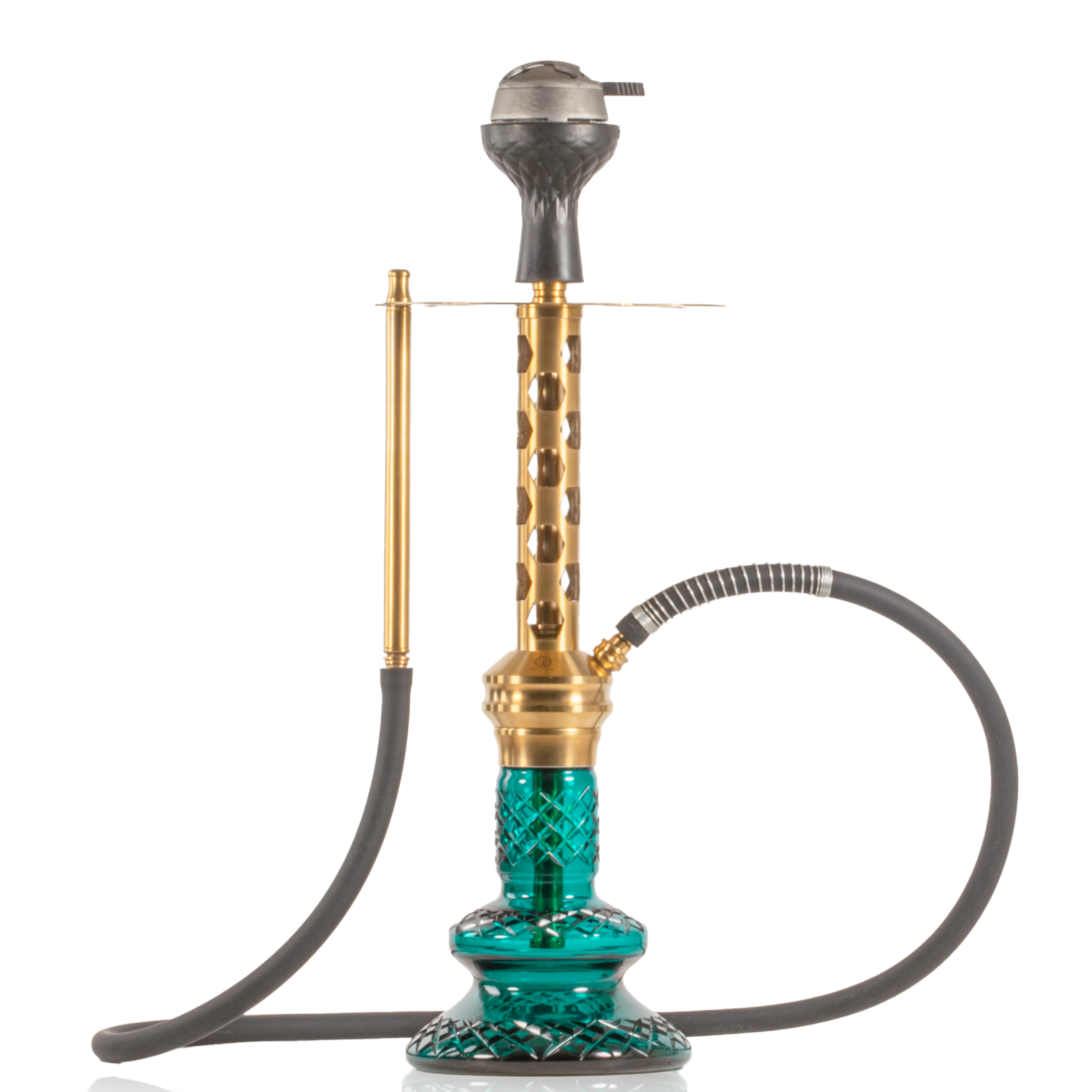 COCOYAYA Valeria Hexa Hookah with Bag - Gold Stem & Aqua Base