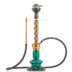 COCOYAYA Valeria Hexa Hookah with Bag - Gold Stem & Aqua Base