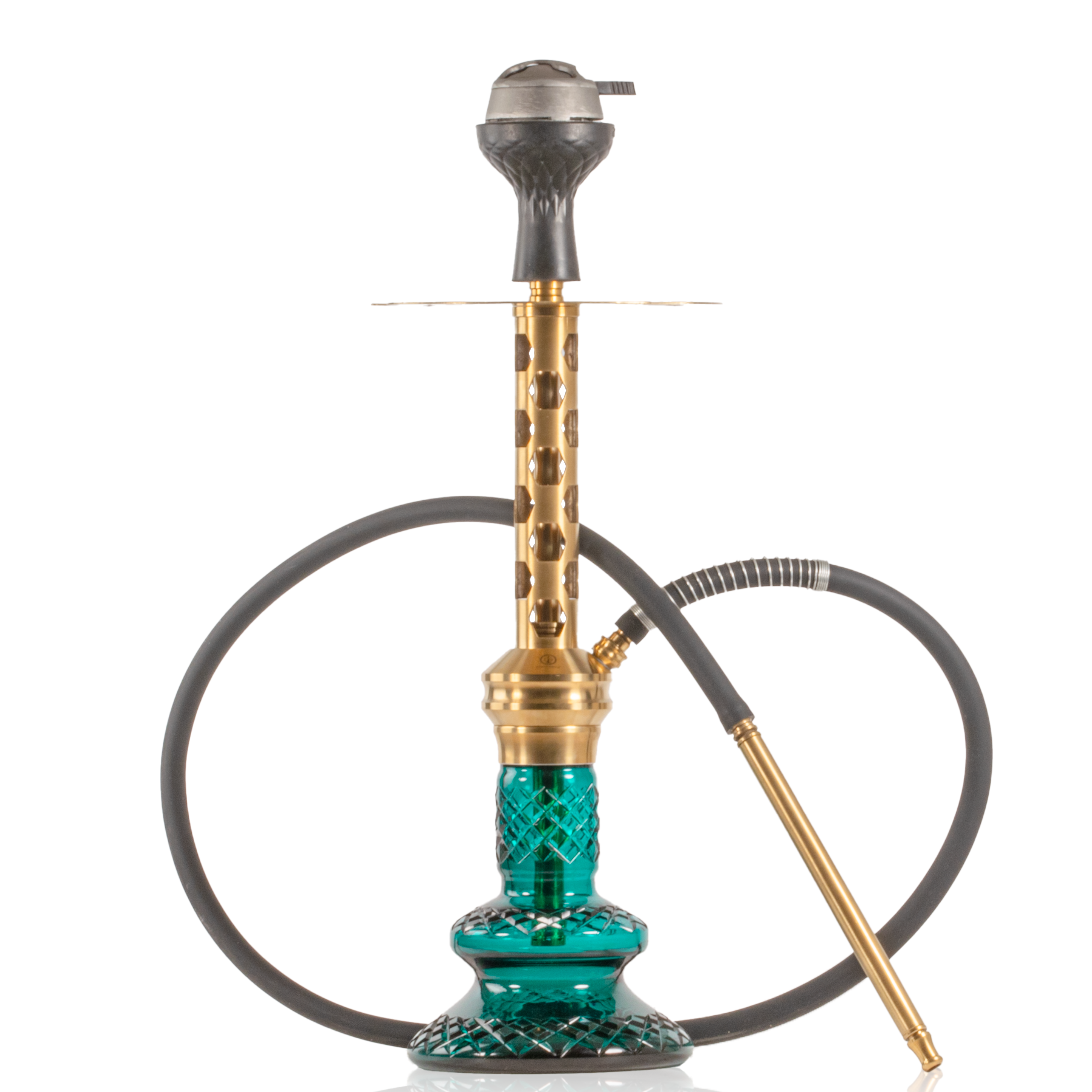 COCOYAYA Valeria Hexa Hookah with Bag - Gold Stem & Aqua Base