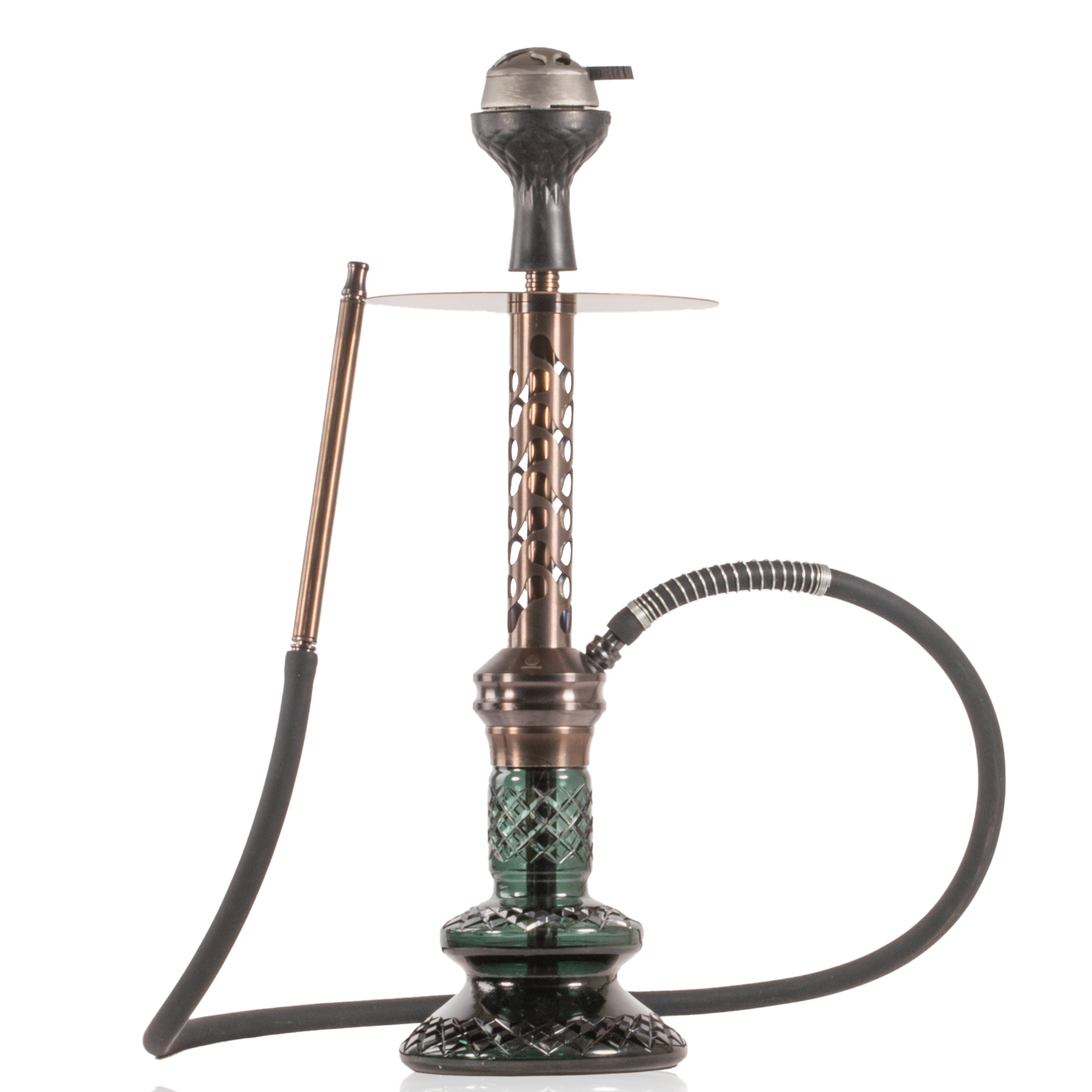 COCOYAYA Valeria Bone Hookah with Bag - Bronze Stem & Green Base