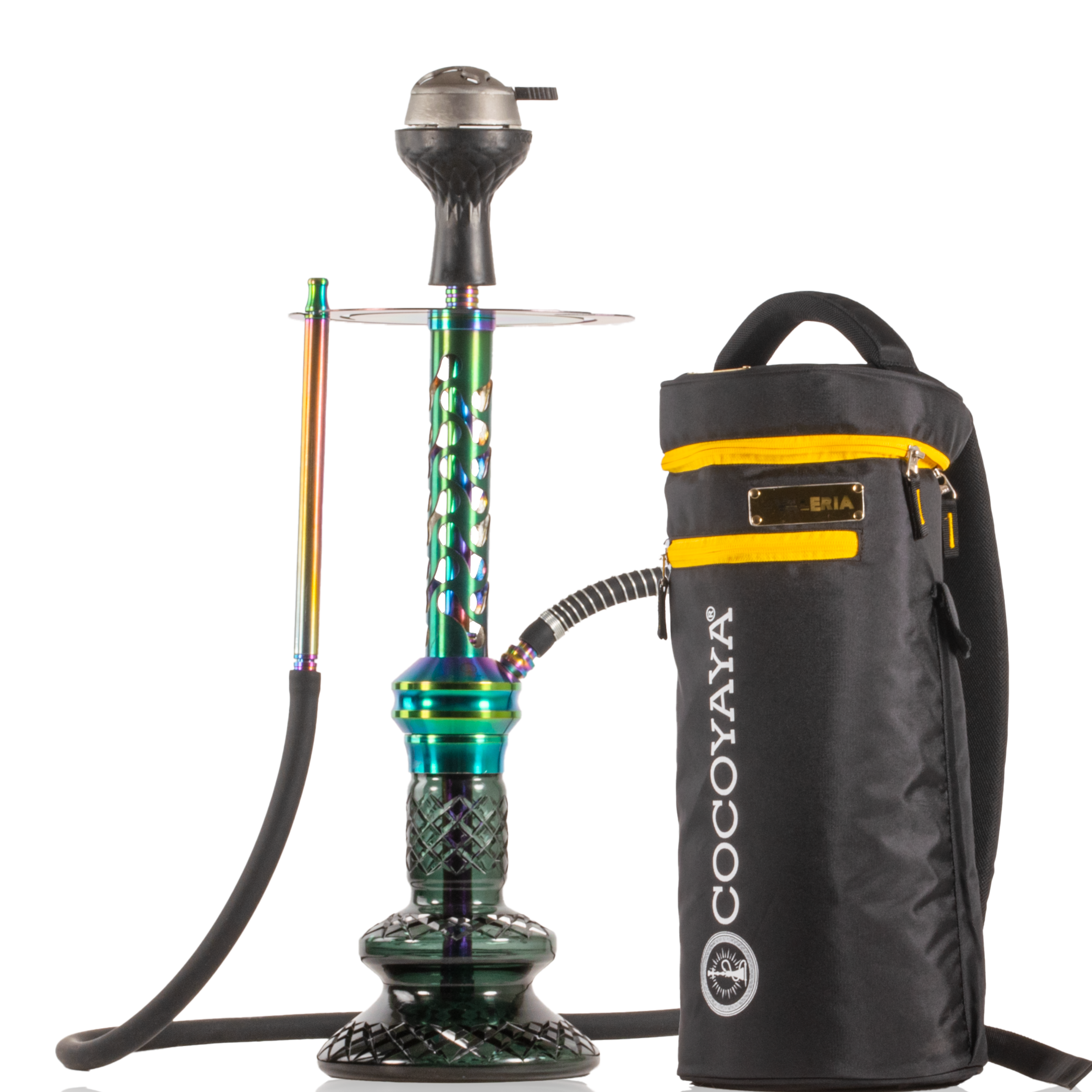 COCOYAYA Valeria Bone Hookah with Bag - Rainbow Stem & Green Base