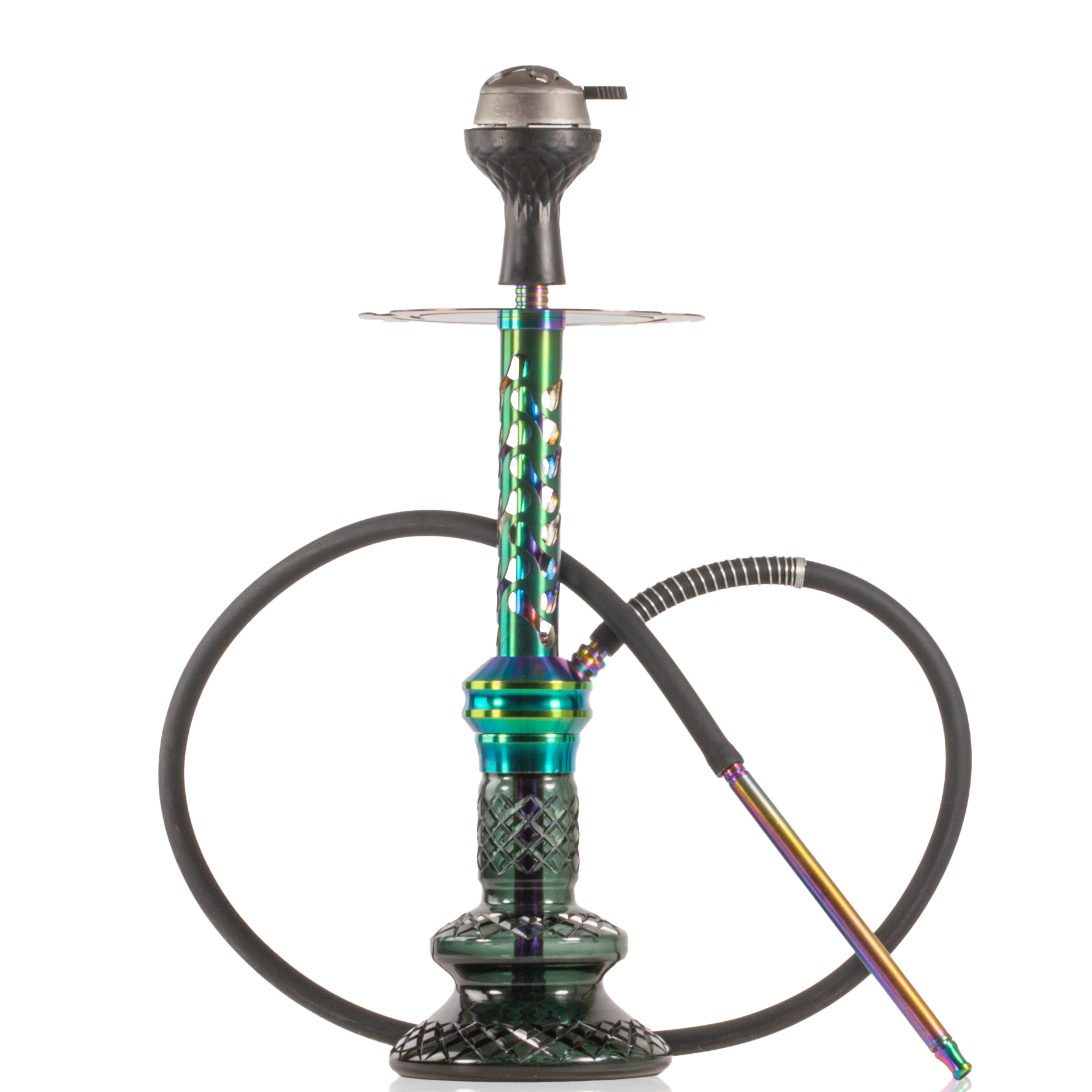COCOYAYA Valeria Bone Hookah with Bag - Rainbow Stem & Green Base