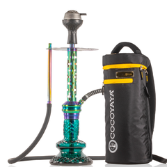 COCOYAYA Valeria Plus Hookah with Bag - Rainbow Stem & Aqua Base
