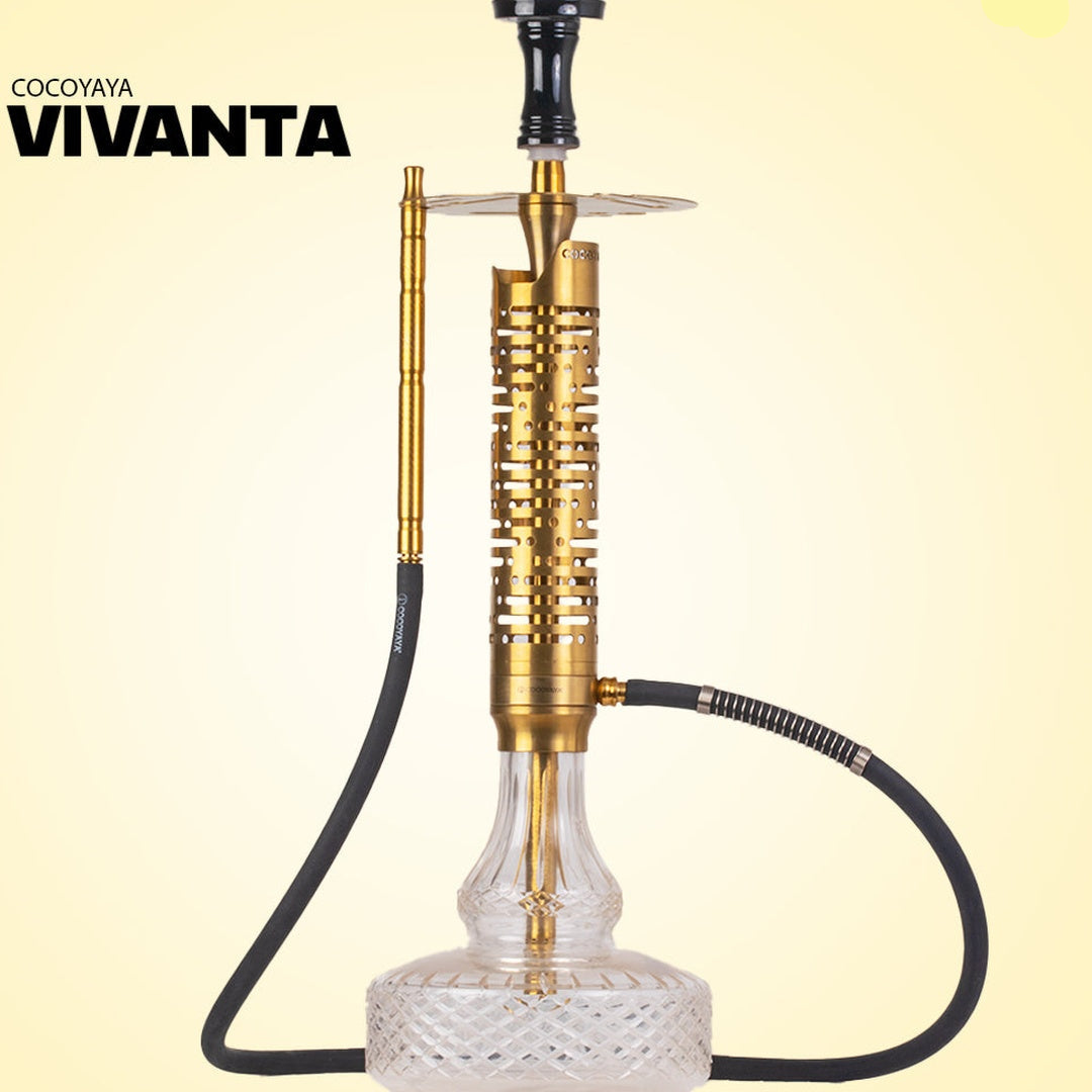 COCOYAYA Vivanta Hookah (Ferro Series) - Gold Stem & Transparent Base
