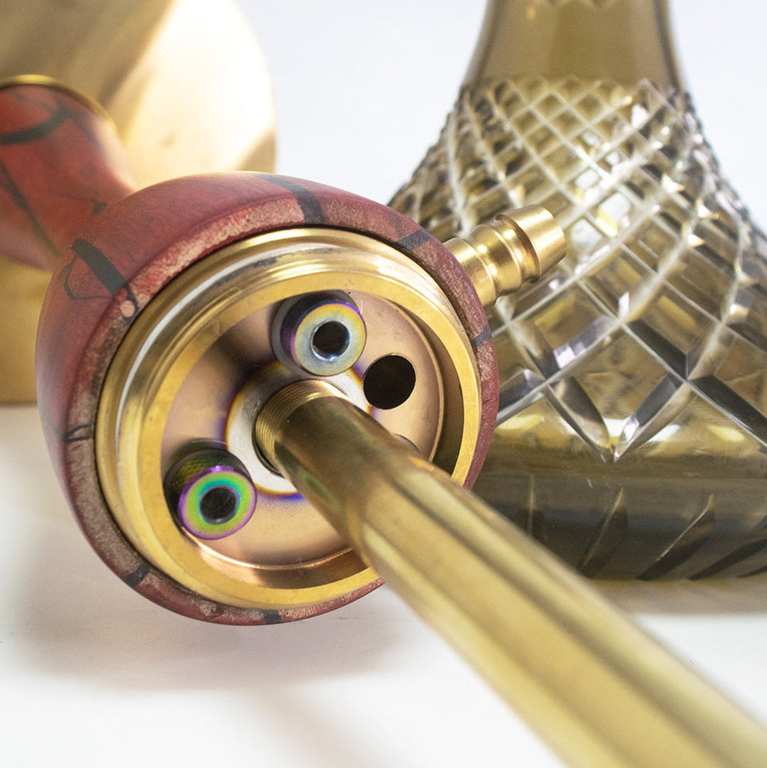 COCOYAYA Wood Pro Hookah - Red Stem (Grey Base)