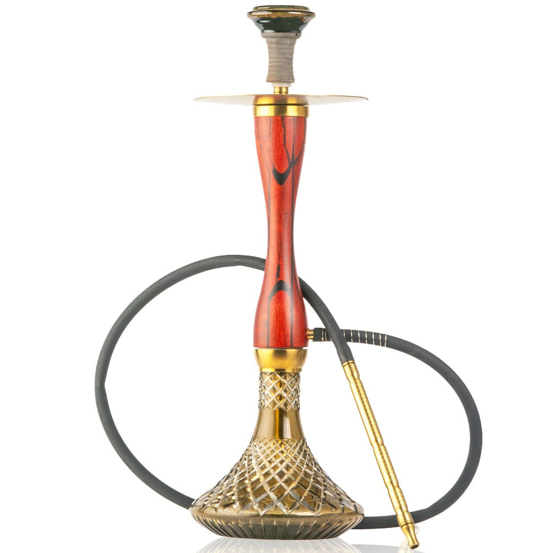 COCOYAYA Wood Pro Hookah - Red Stem (Grey Base)