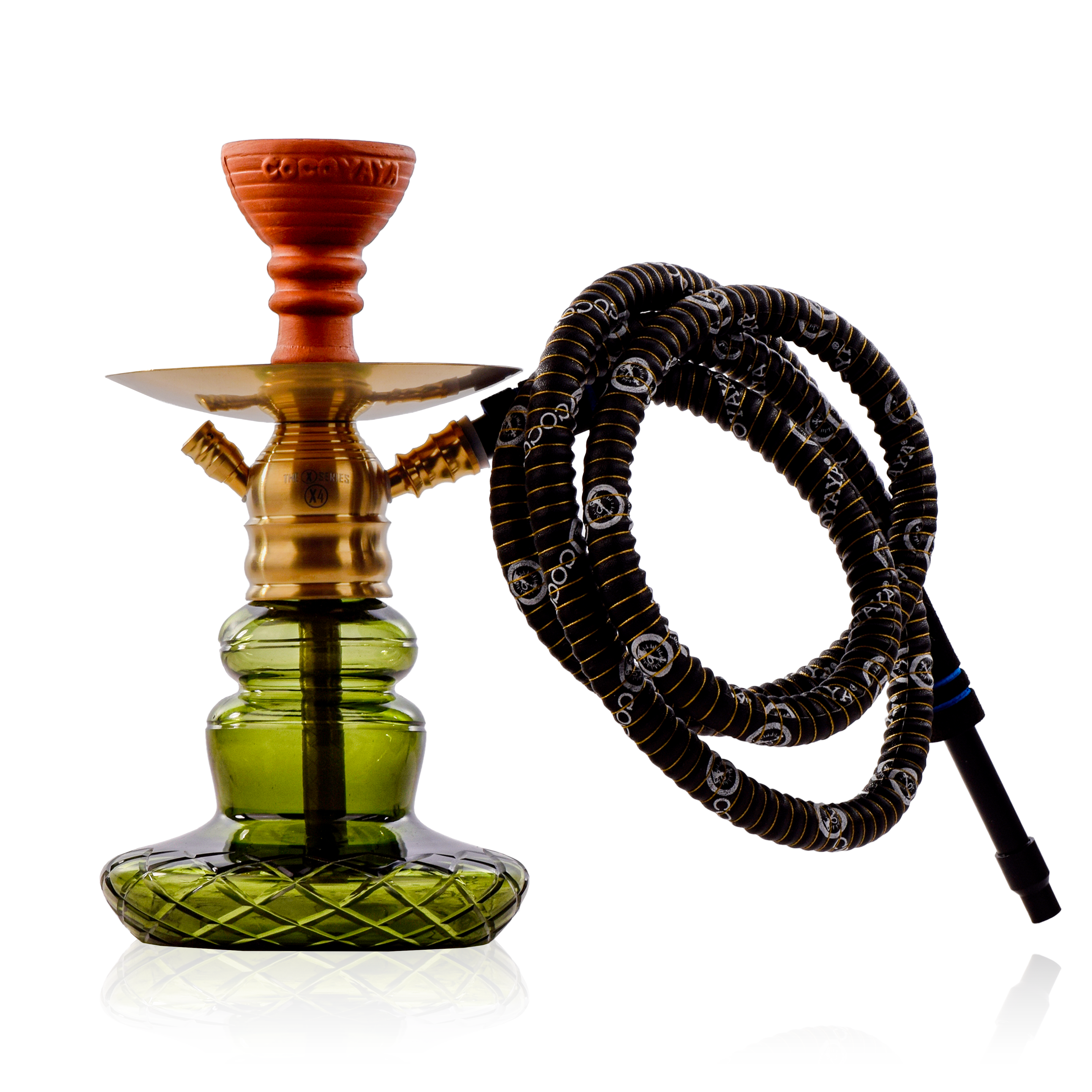 COCOYAYA X4 Hookah - Gold Stem & Green Base