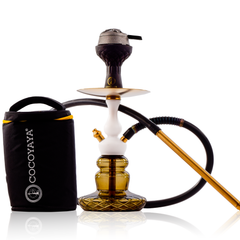 COCOYAYA XL1 Hookah with Black Bag - Gold Stem & Grey Base