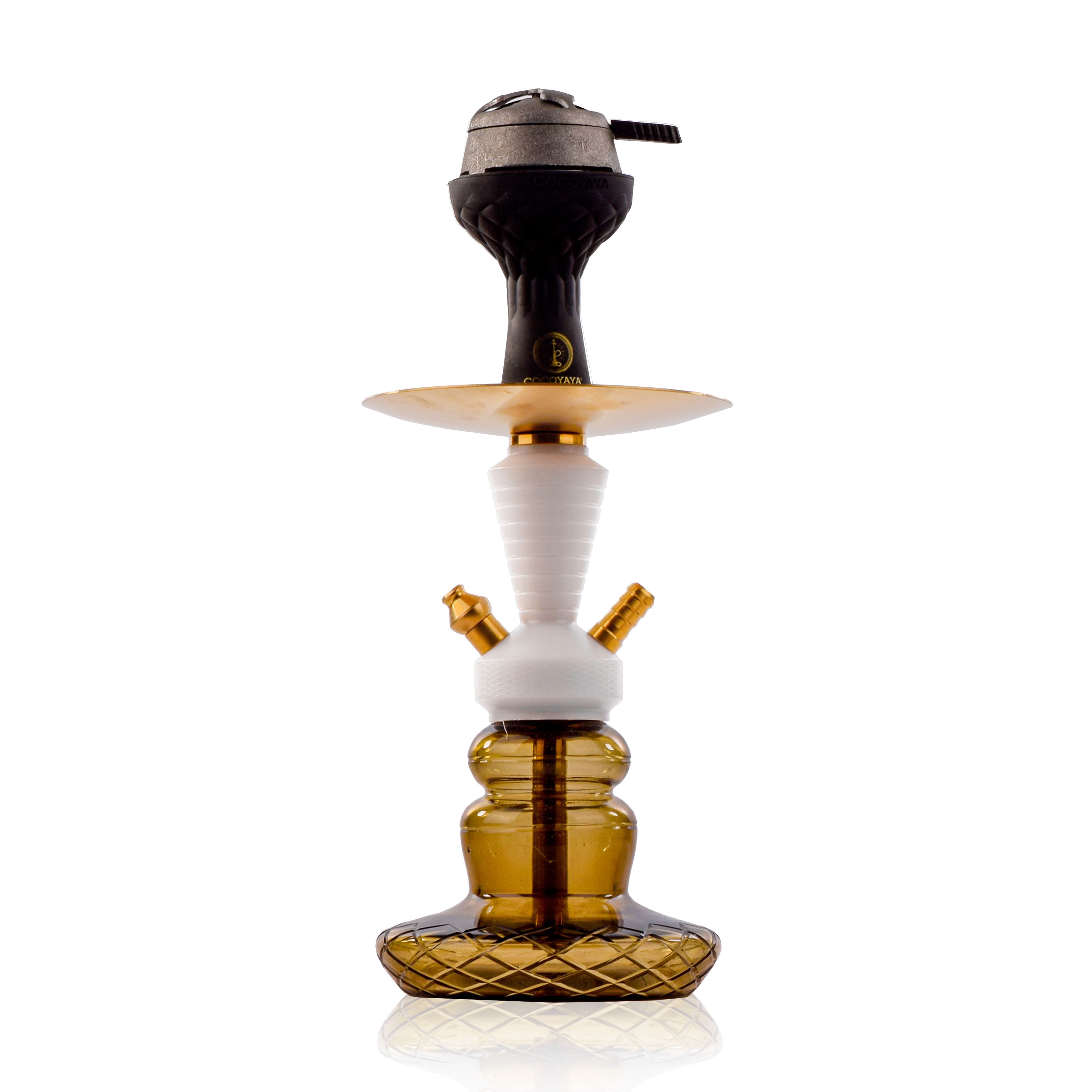 COCOYAYA XL6 Hookah with Black Bag - Gold Stem & Grey Base