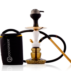 COCOYAYA XL6 Hookah with Black Bag - Gold Stem & Grey Base