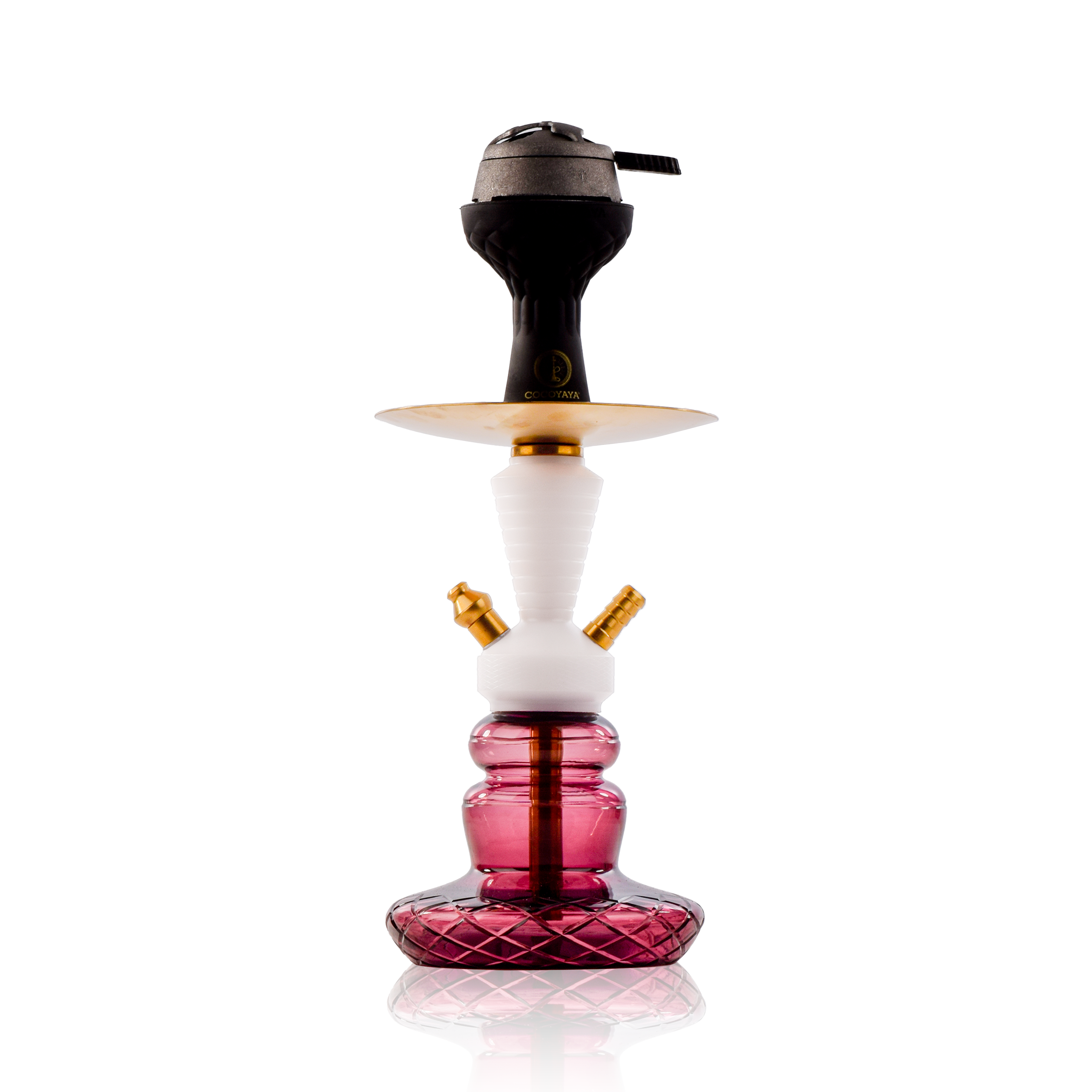 COCOYAYA XL6 Hookah with Black Bag - Gold Stem & Light Purple Base