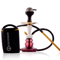COCOYAYA XL6 Hookah with Black Bag - Gold Stem & Light Purple Base