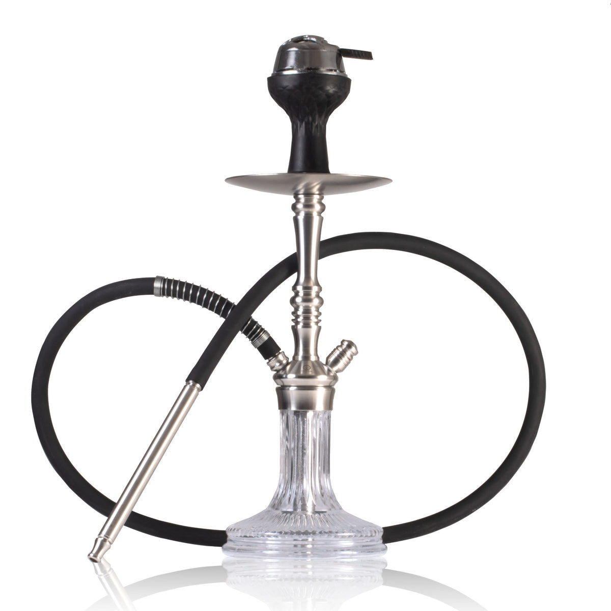 COCOYAYA Barcelona Hookah with Bag - Silver Stem & Transparent Base