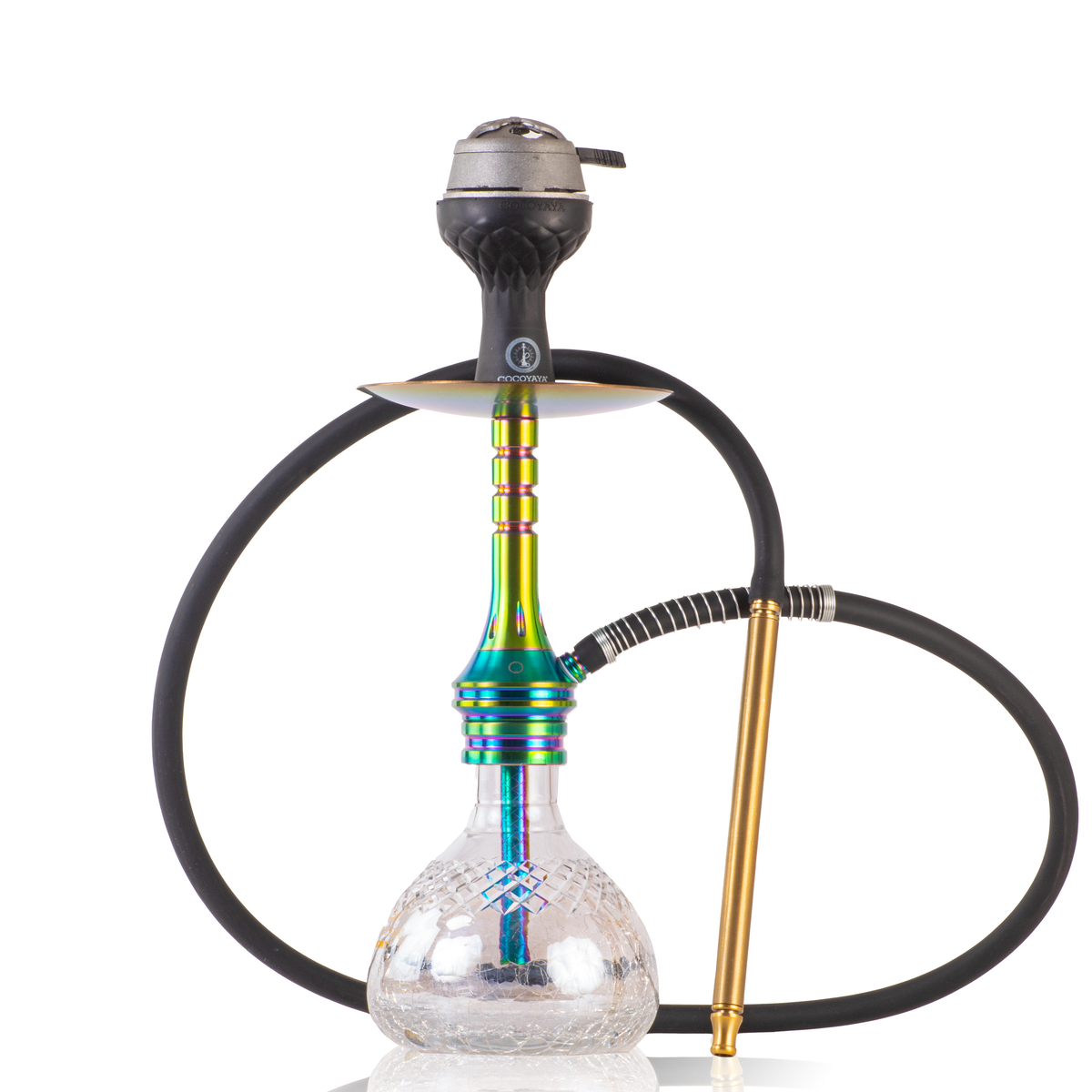 COCOYAYA VIP Bobby Hookah - Rainbow Stem & Transparent Crackle Base