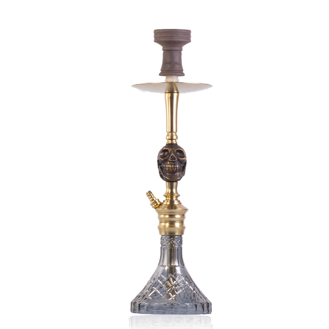 COCOYAYA Skull Bohemian Hookah - Gold Stem & Grey Base