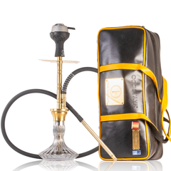COCOYAYA Boro Bora Hookah with Bag - Gold Stem & Grey Base