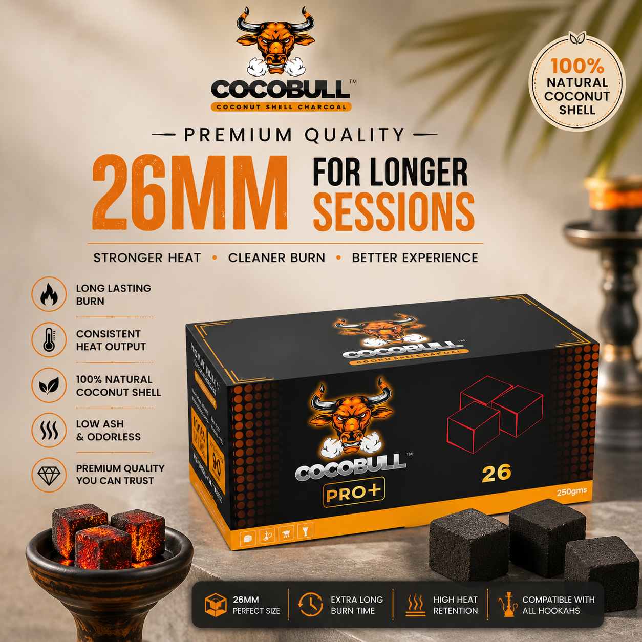 COCOBULL Coconut Shell Charcoal 26MM