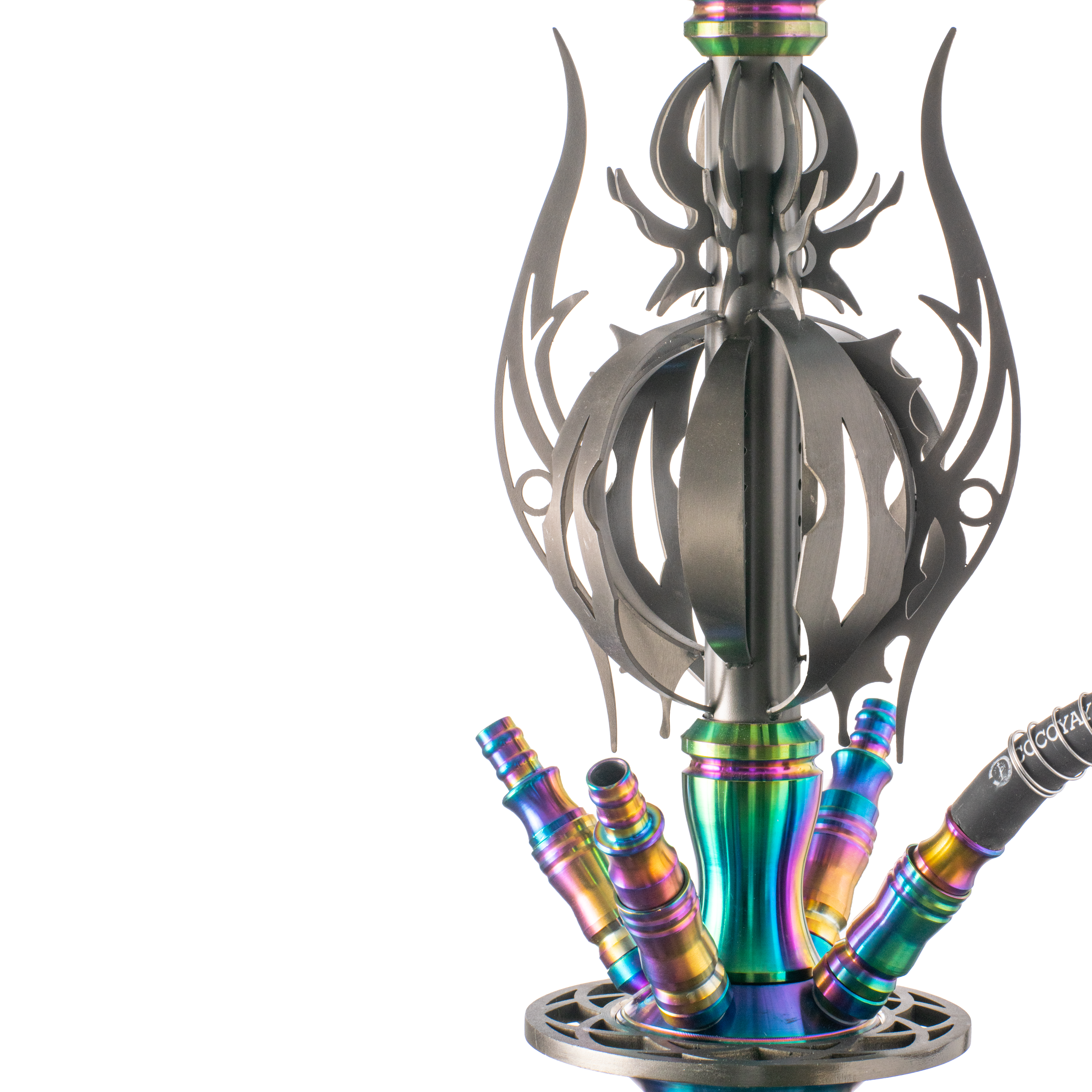 COCOYAYA Caesar 4 Pipe Hookah - Rainbow Stem & Transparent Base
