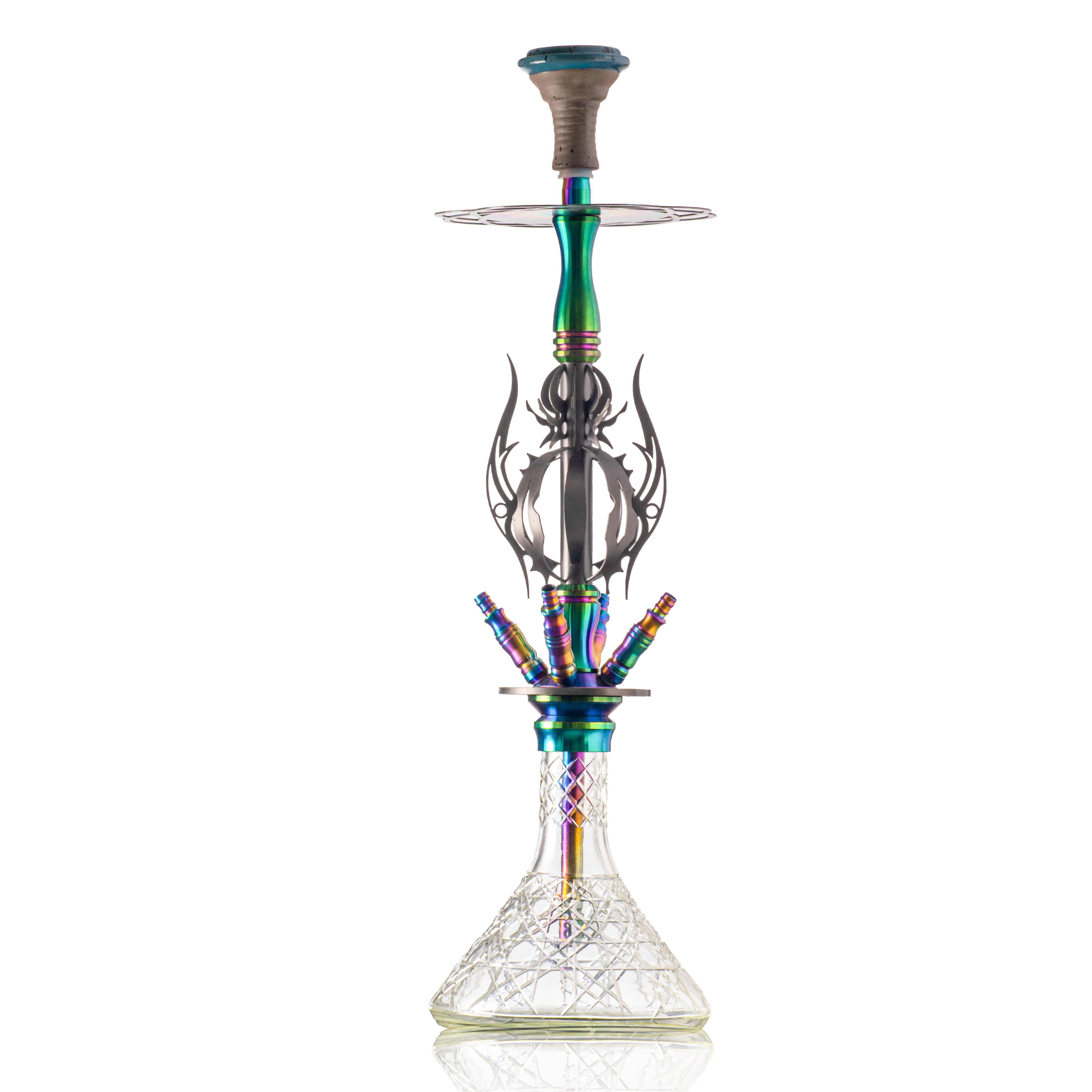 COCOYAYA Caesar 4 Pipe Hookah - Rainbow Stem & Transparent Base