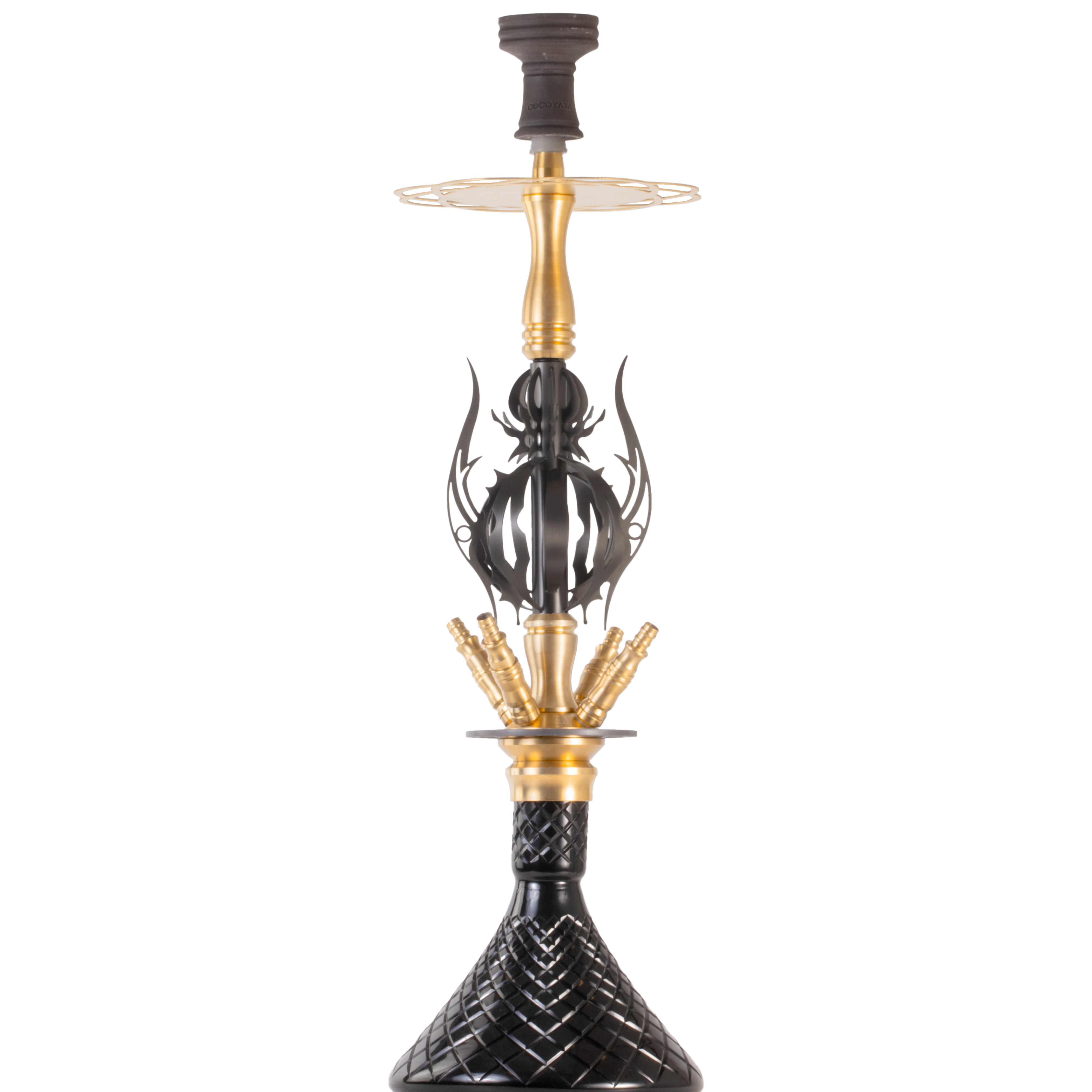 COCOYAYA Caesar 4 Pipe Hookah - Gold Stem & Black Base