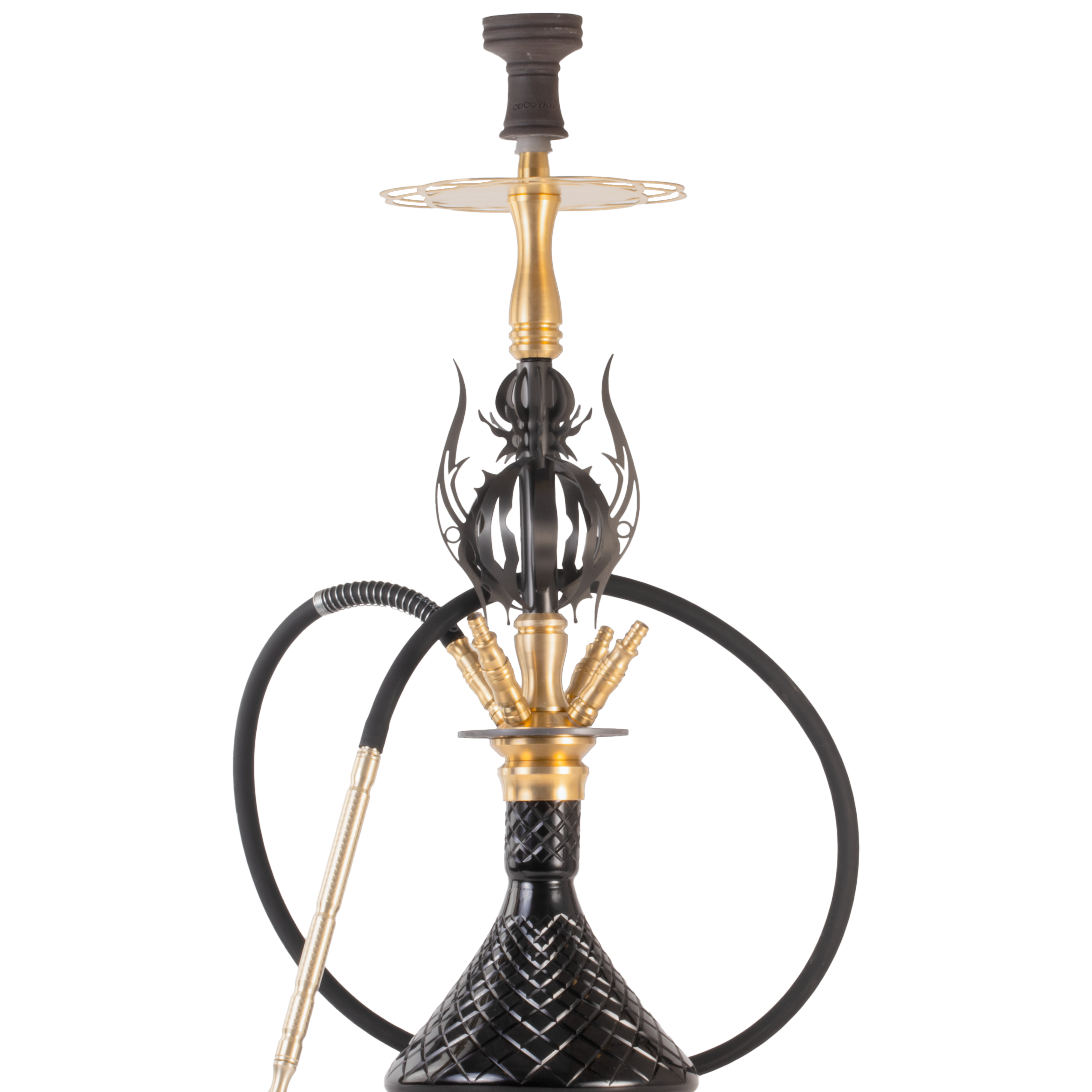 COCOYAYA Caesar 4 Pipe Hookah - Gold Stem & Black Base