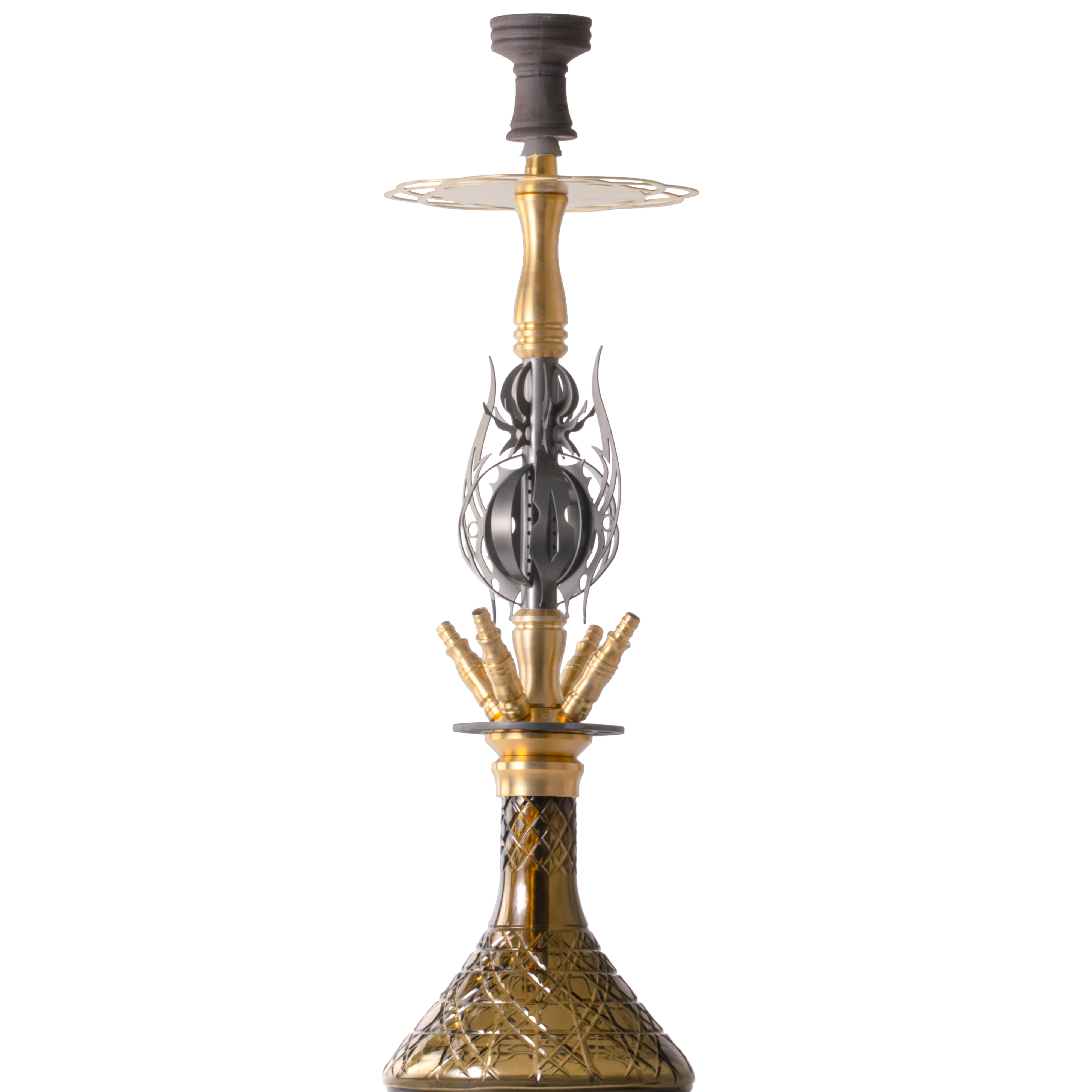 COCOYAYA Caesar 4 Pipe Hookah - Gold Stem & Grey Base