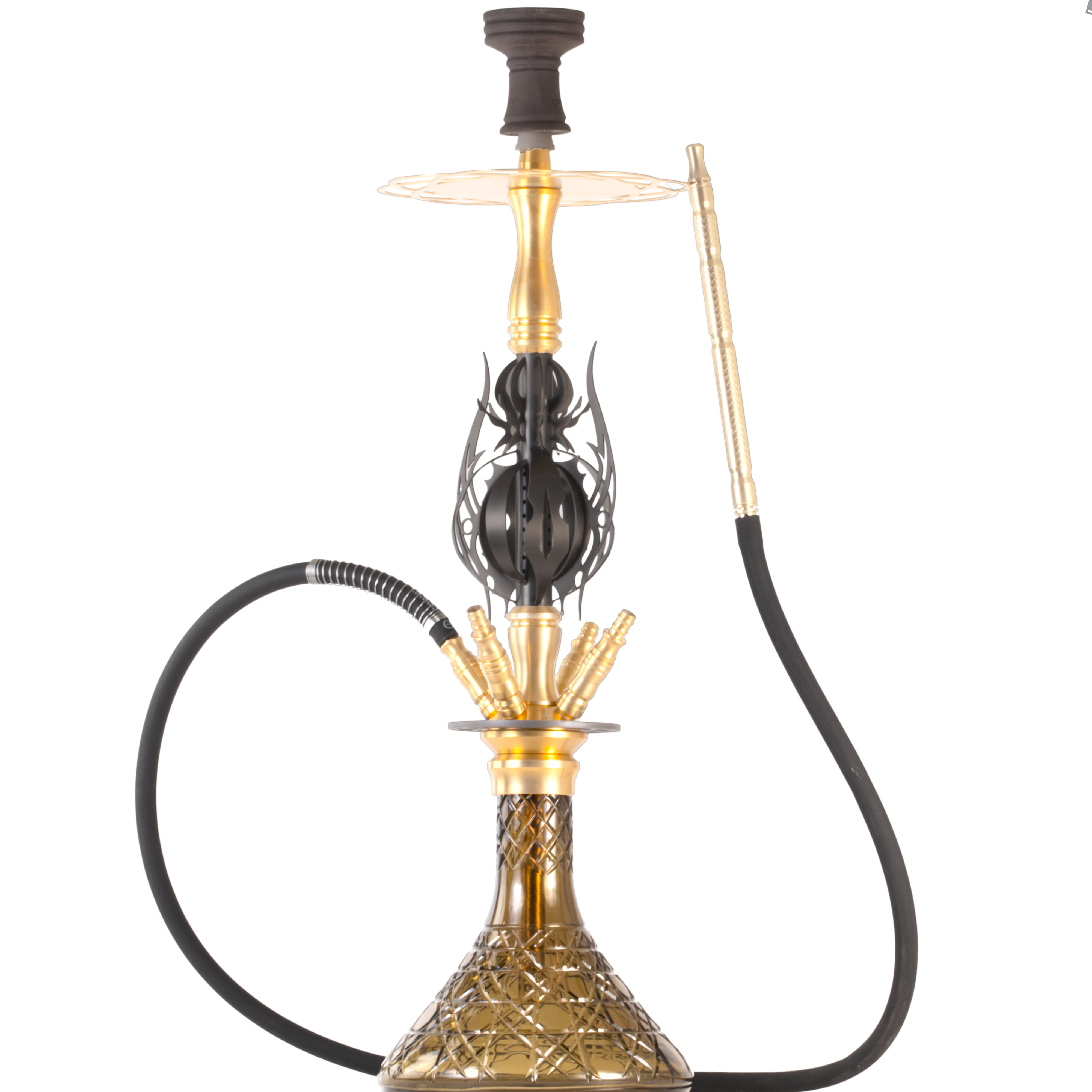 COCOYAYA Caesar 4 Pipe Hookah - Gold Stem & Grey Base