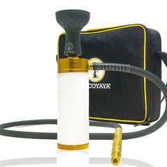 COCOYAYA Car-O-Bar Hookah with Bag - Gold Stem (White Base)