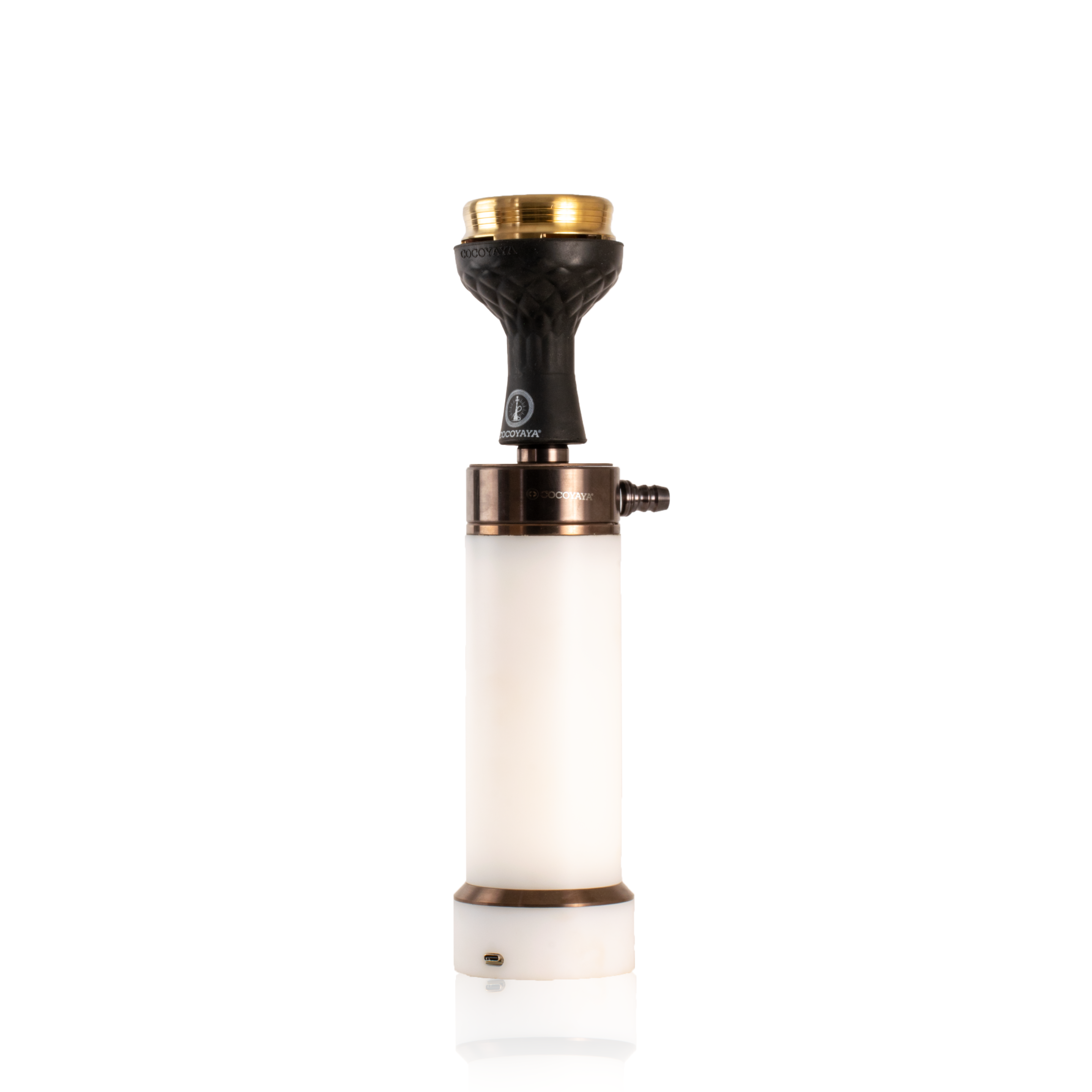 COCOYAYA Car-O-Bar LED Hookah with Bag - Bronze Stem (White Base)