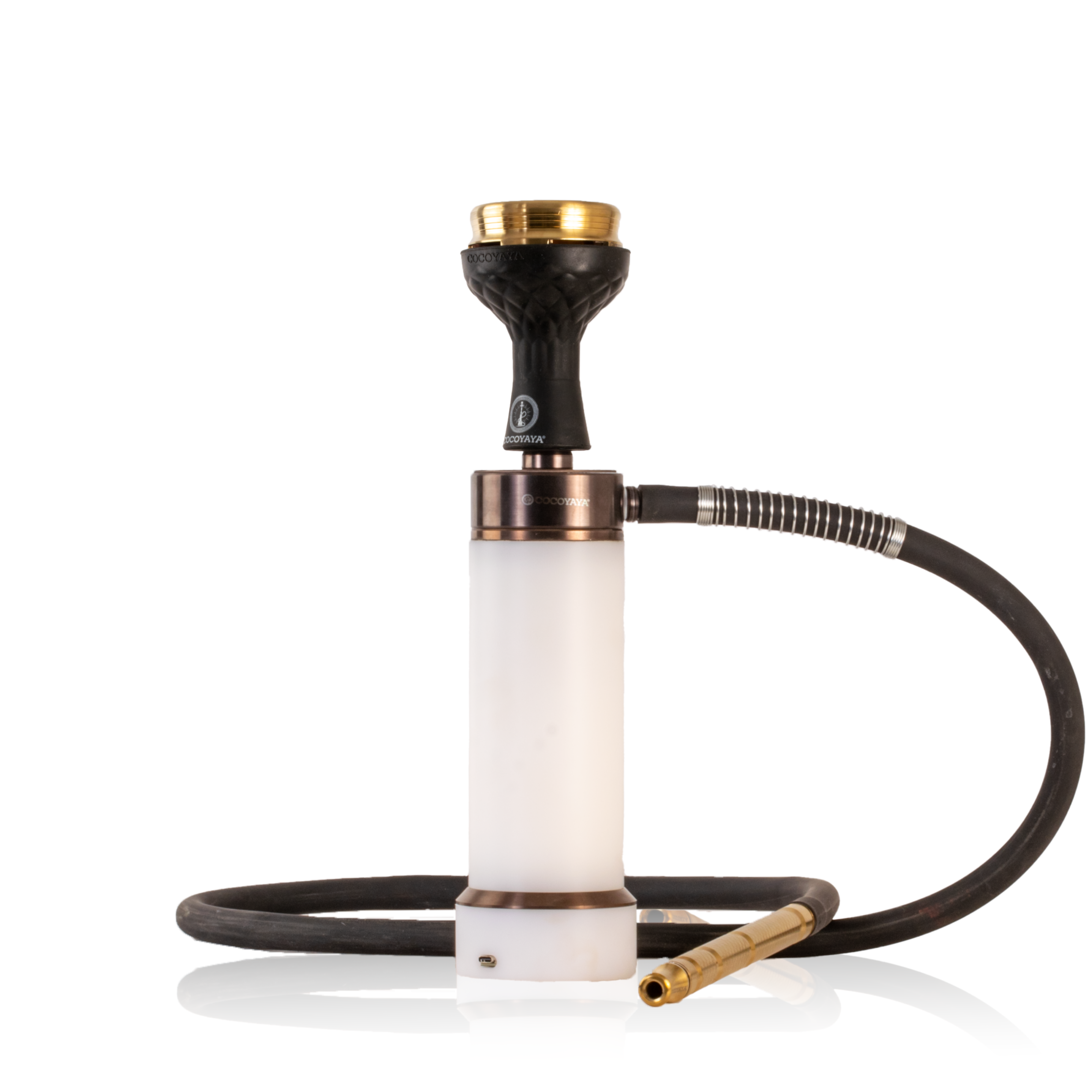 COCOYAYA Car-O-Bar LED Hookah with Bag - Bronze Stem (White Base)