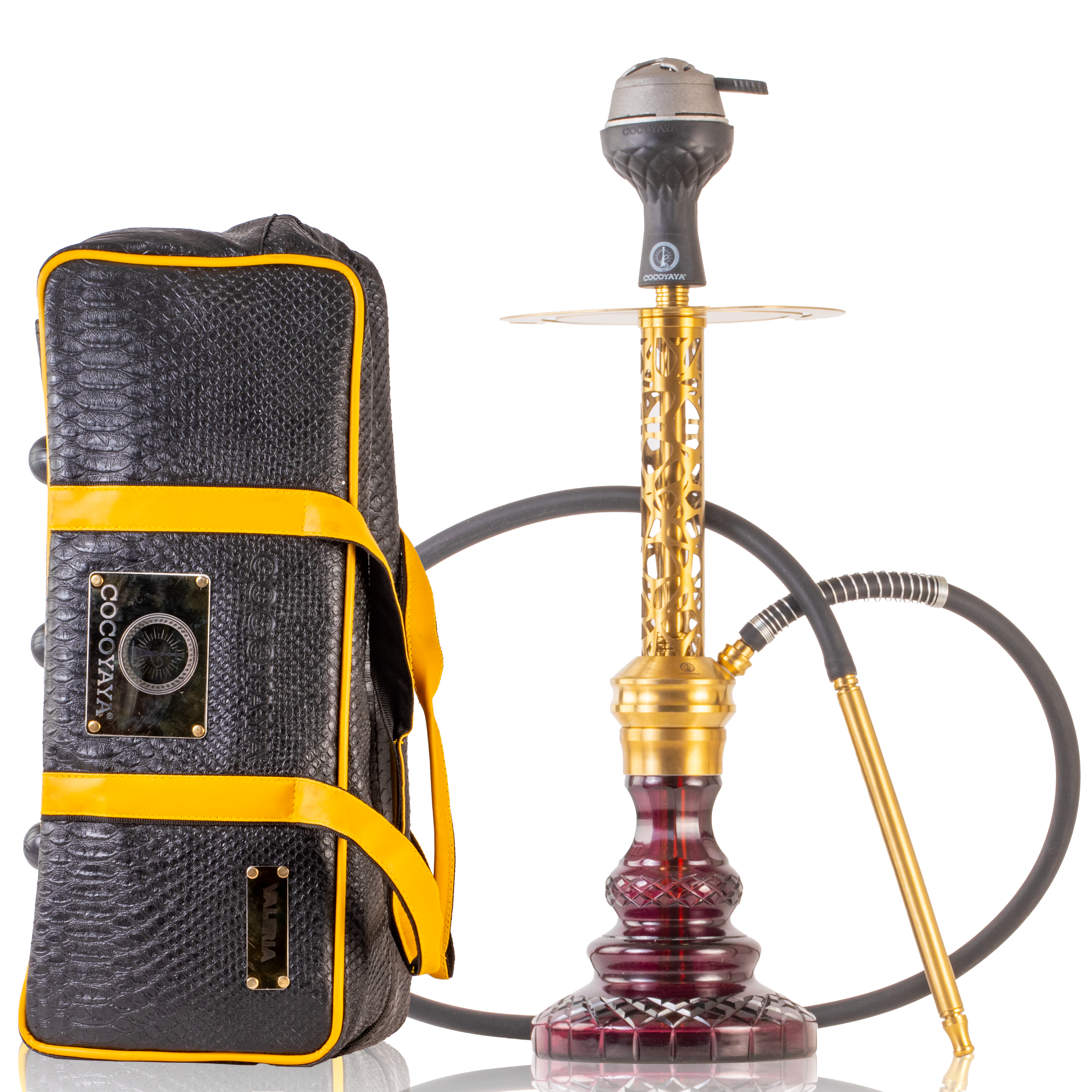COCOYAYA Valeria Mesh Hookah with Bag - Gold Stem & Purple Base
