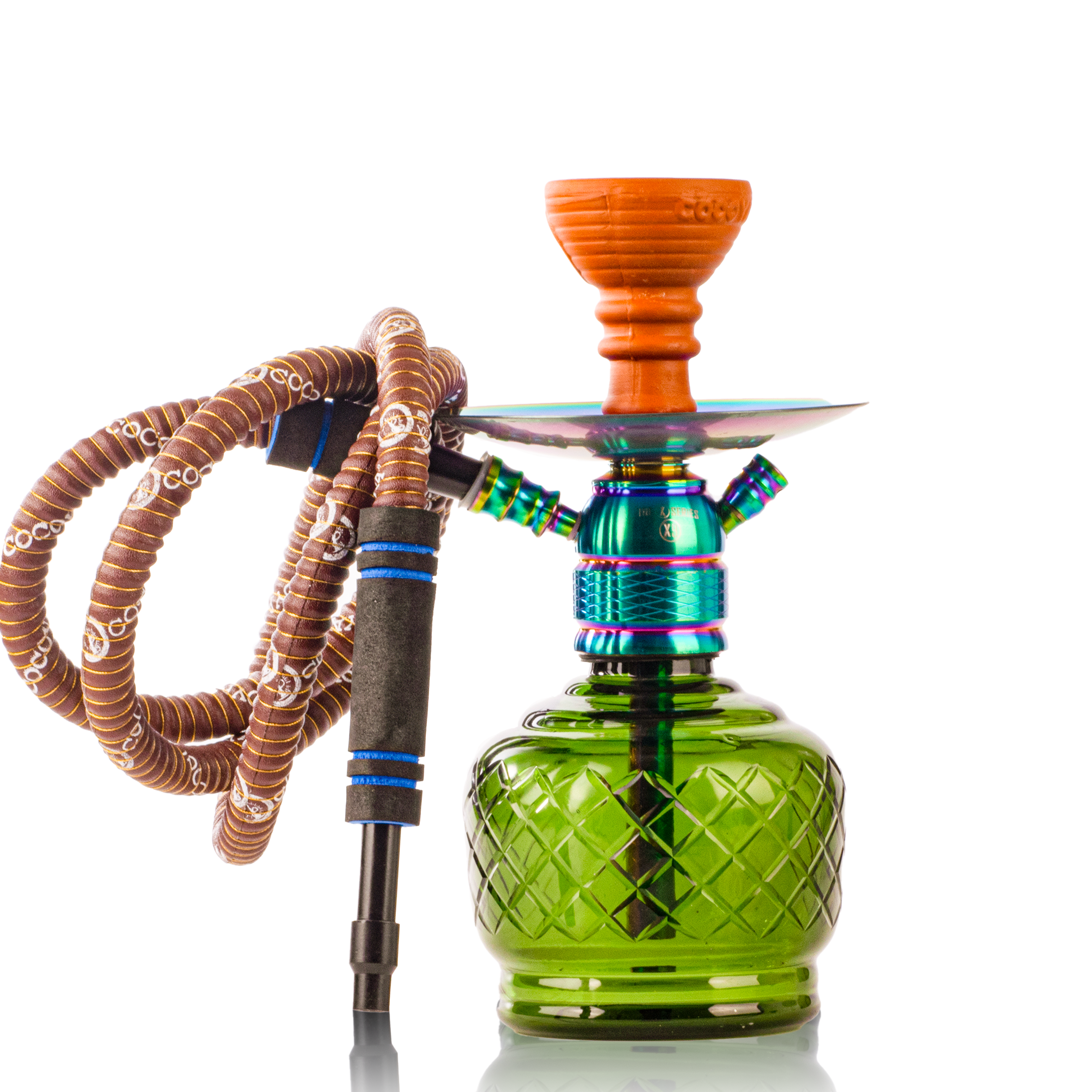 COCOYAYA X9 Hookah - Rainbow Stem & Emerald Green Base